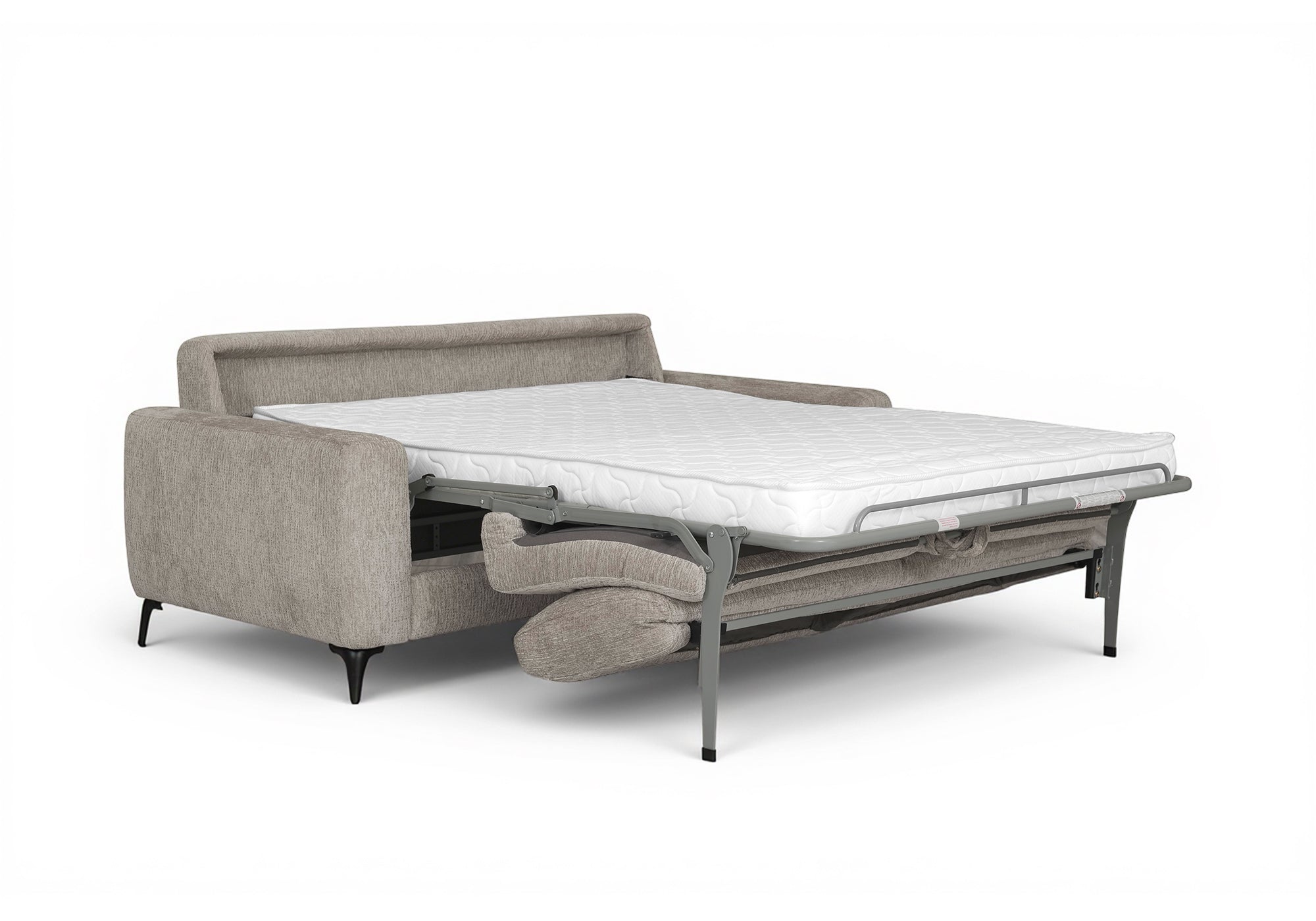 NONA 3-Sitzer-Schlafsofa aus beige meliertem Samt