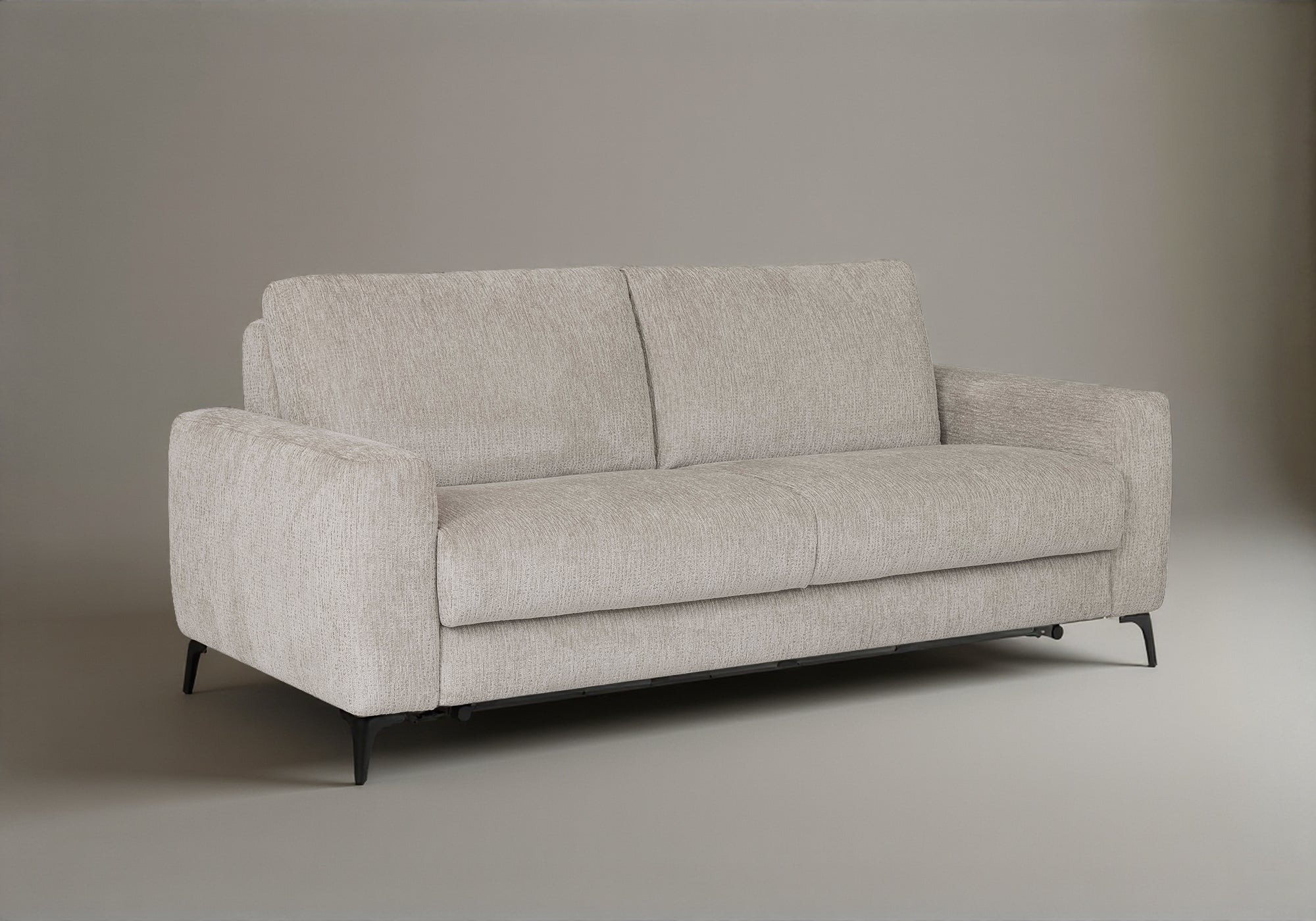 NONA 3-Sitzer-Express-Schlafsofa in beigefarbenem, meliertem Samt