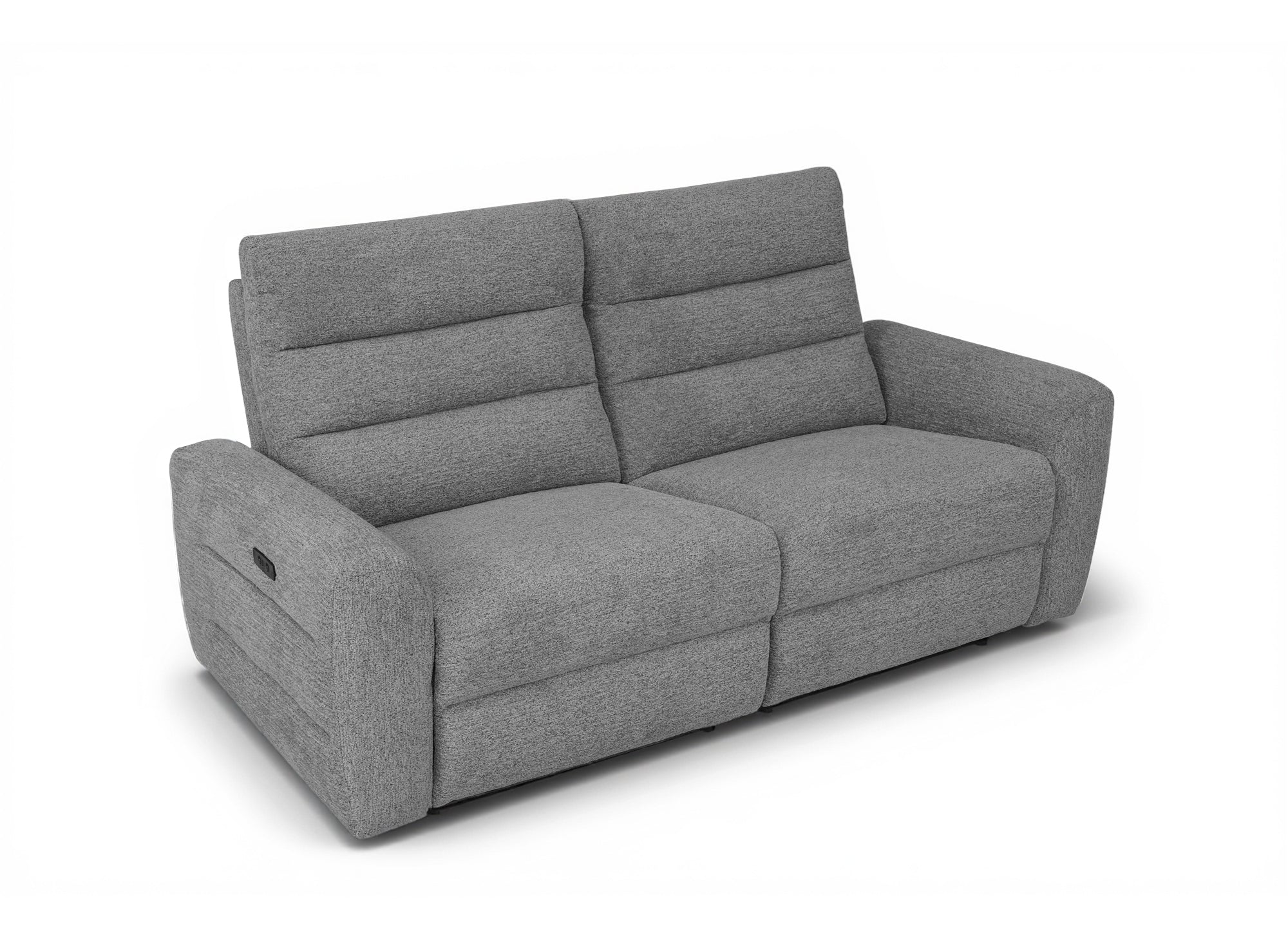 Elektrisches 3-Sitzer-Relaxsofa DAVY aus grauem Frotteestoff