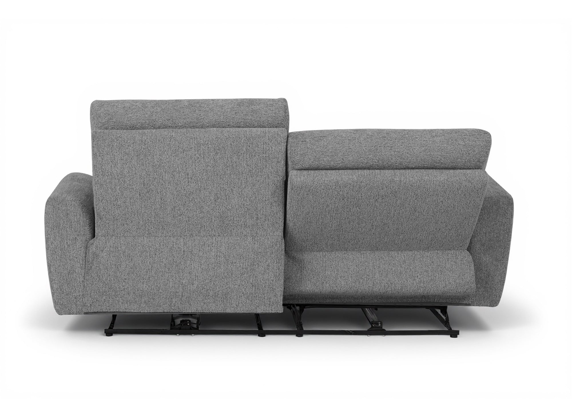 Elektrisches 3-Sitzer-Relaxsofa DAVY aus grauem Frotteestoff