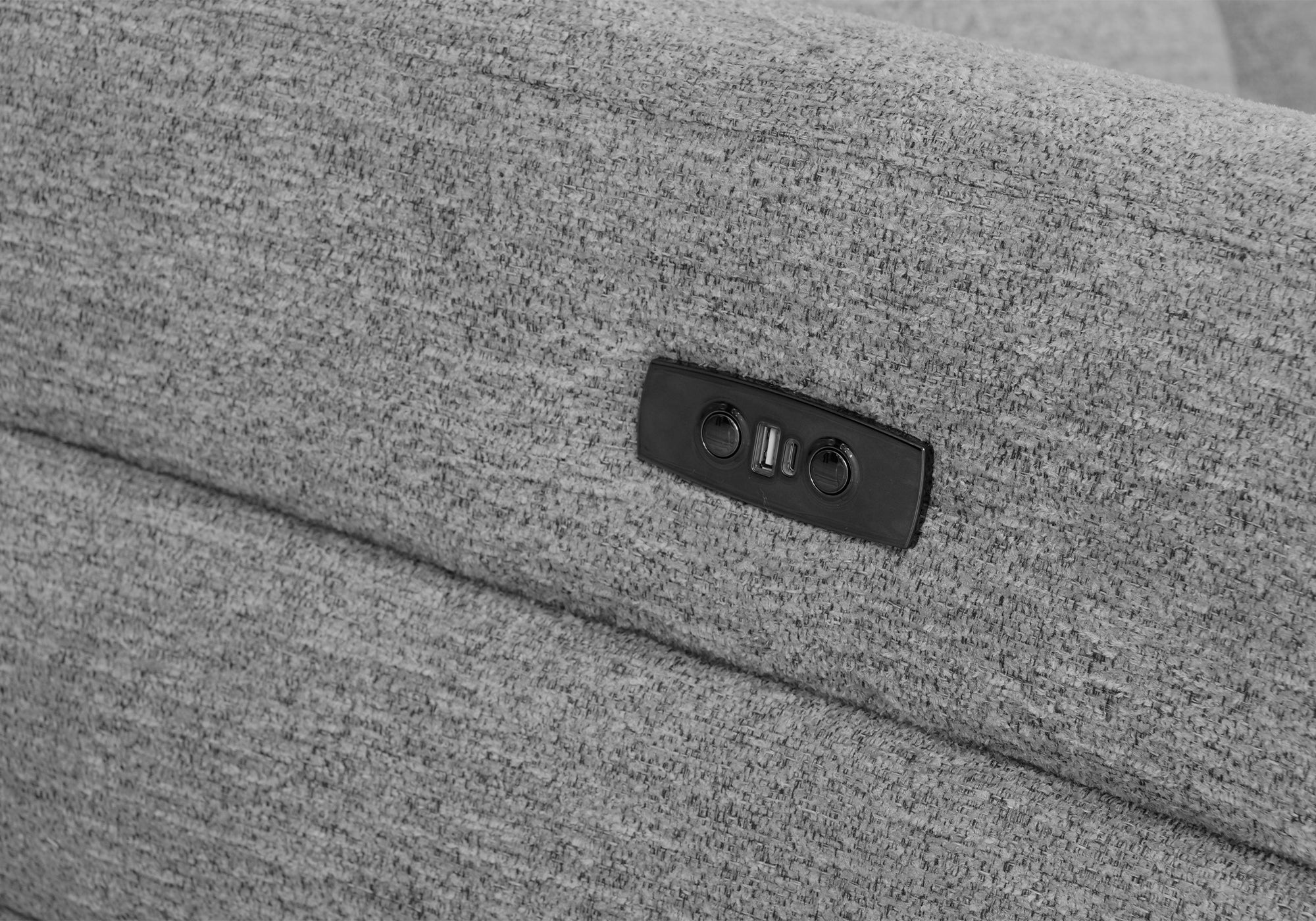 Elektrisches 3-Sitzer-Relaxsofa DAVY aus grauem Frotteestoff