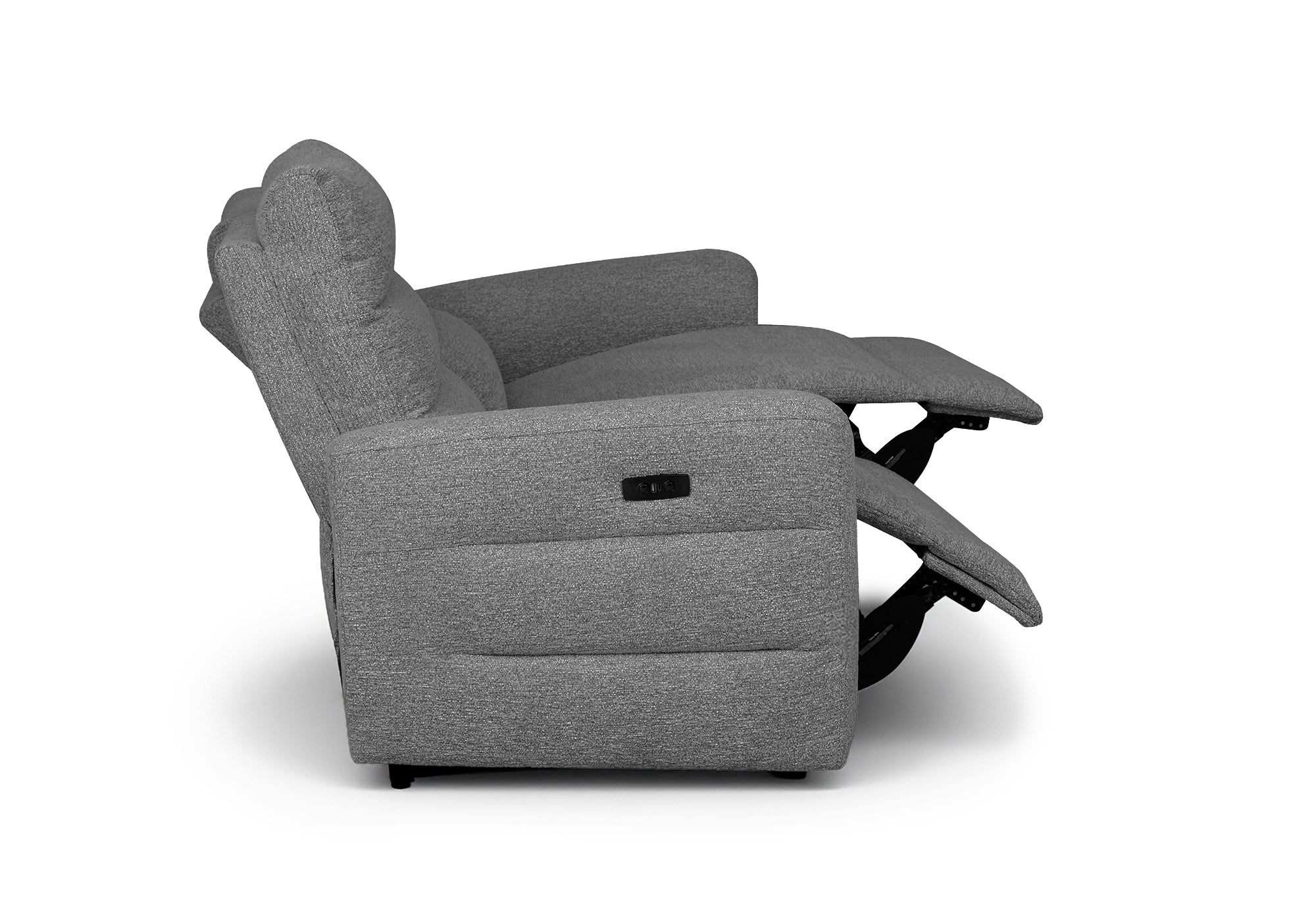 Elektrisches 3-Sitzer-Relaxsofa DAVY aus grauem Frotteestoff