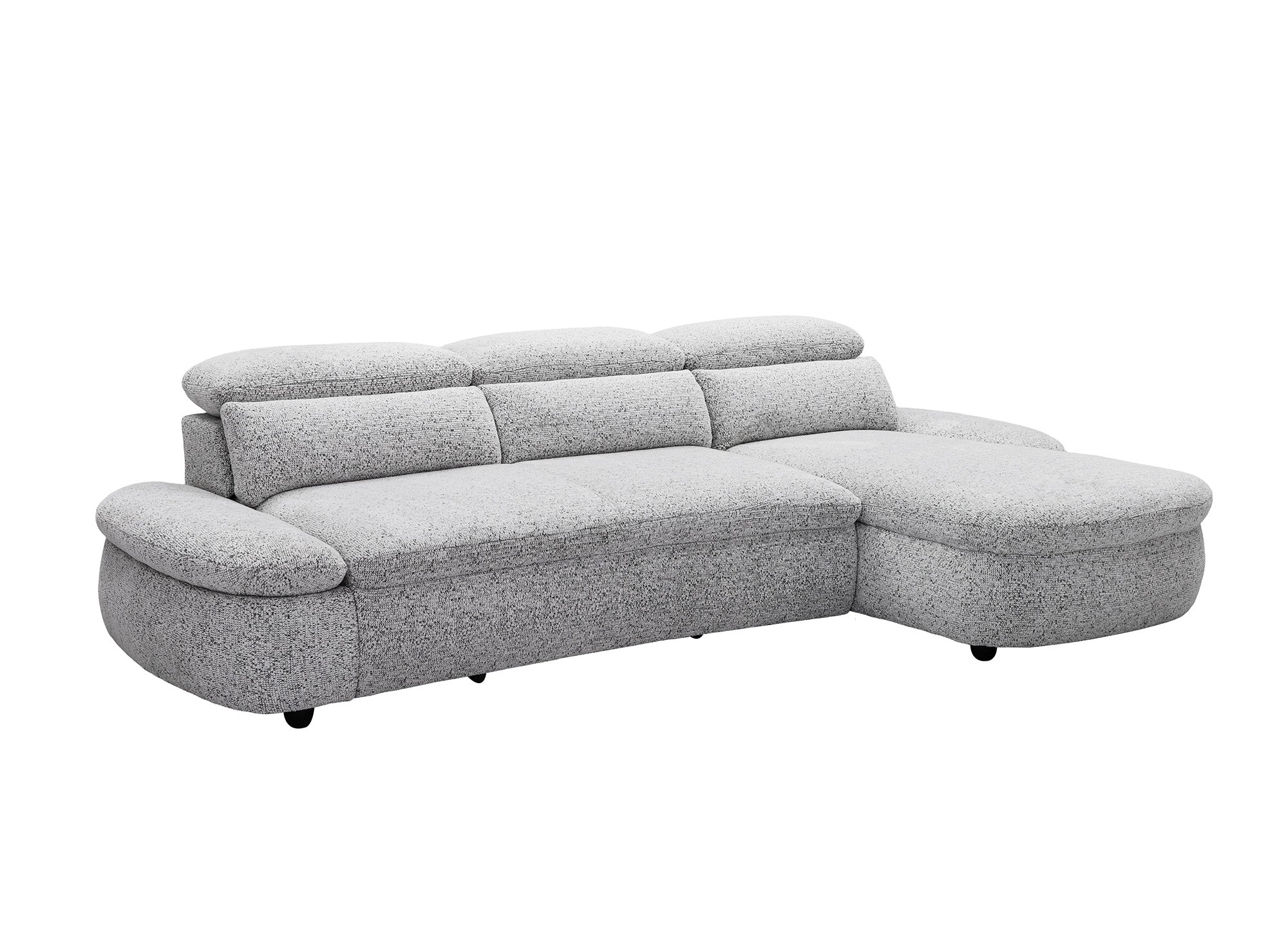 Elektrisches Relax-Ecksofa aus grauem Frotteestoff CLEMENT – rechtwinklig