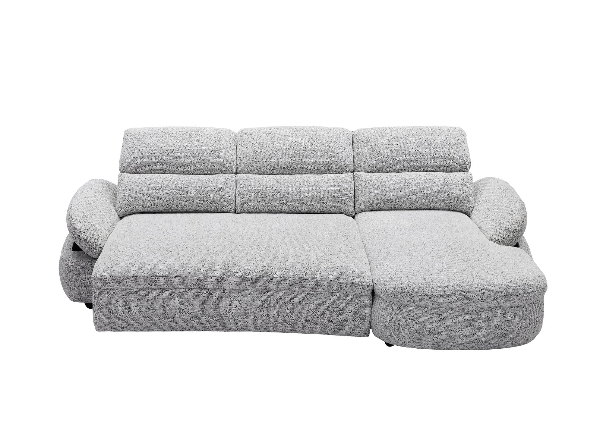 Elektrisches Relax-Ecksofa aus grauem Frotteestoff CLEMENT – rechtwinklig