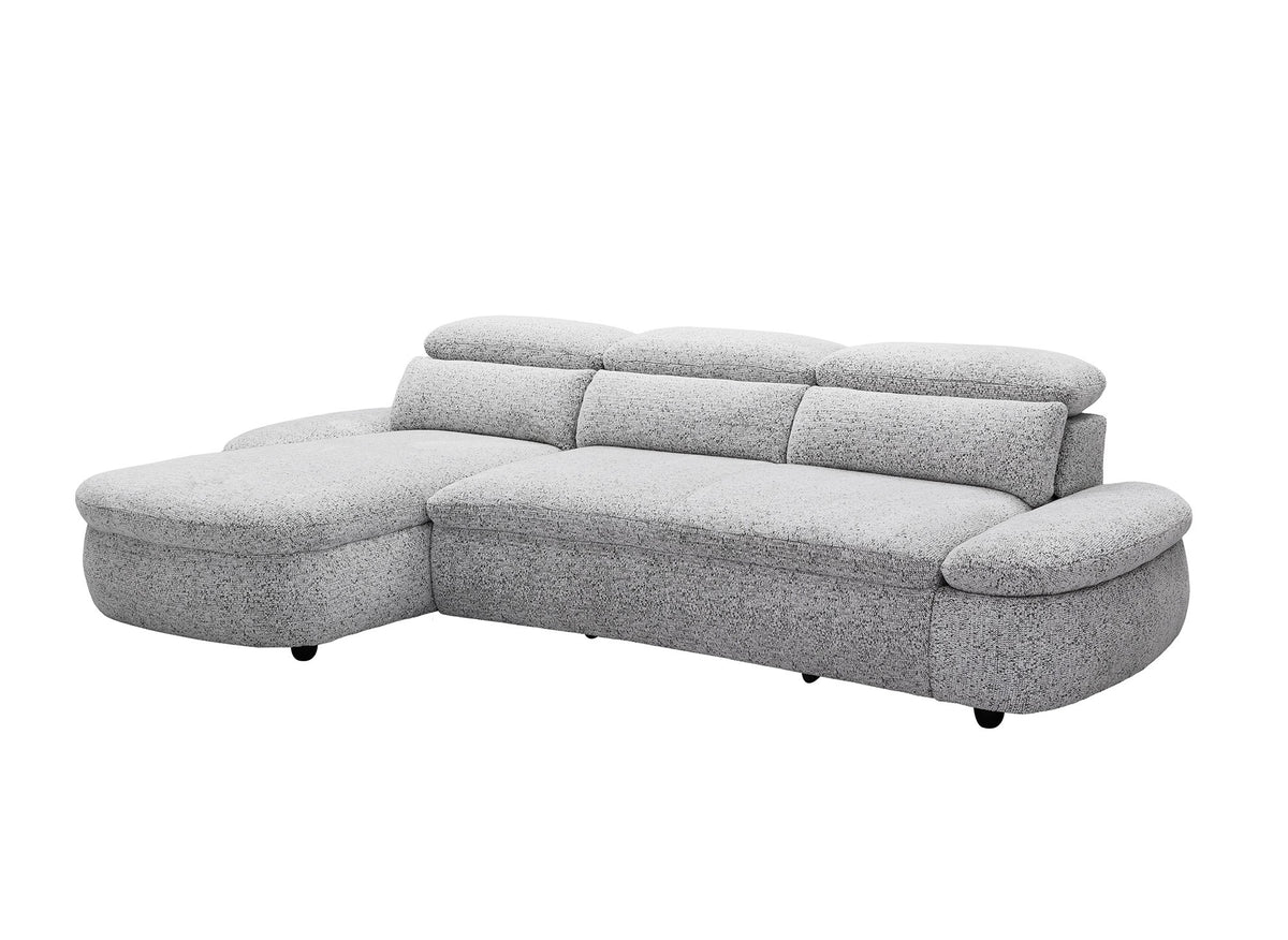 Elektrisches Relax-Ecksofa aus grauem Frotteestoff CLEMENT – Linke Ecke