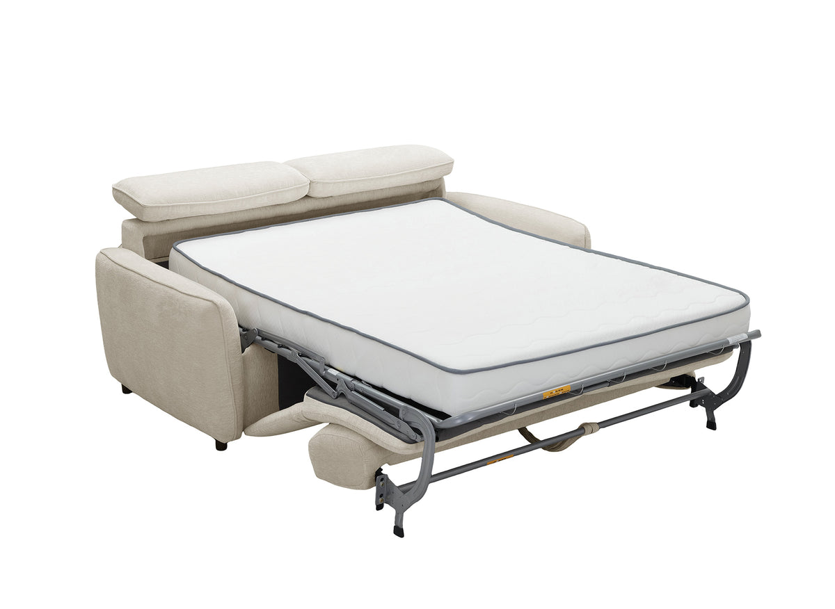 Express 3-Sitzer-Umbausofa aus beigem Strukturstoff JACINTHE