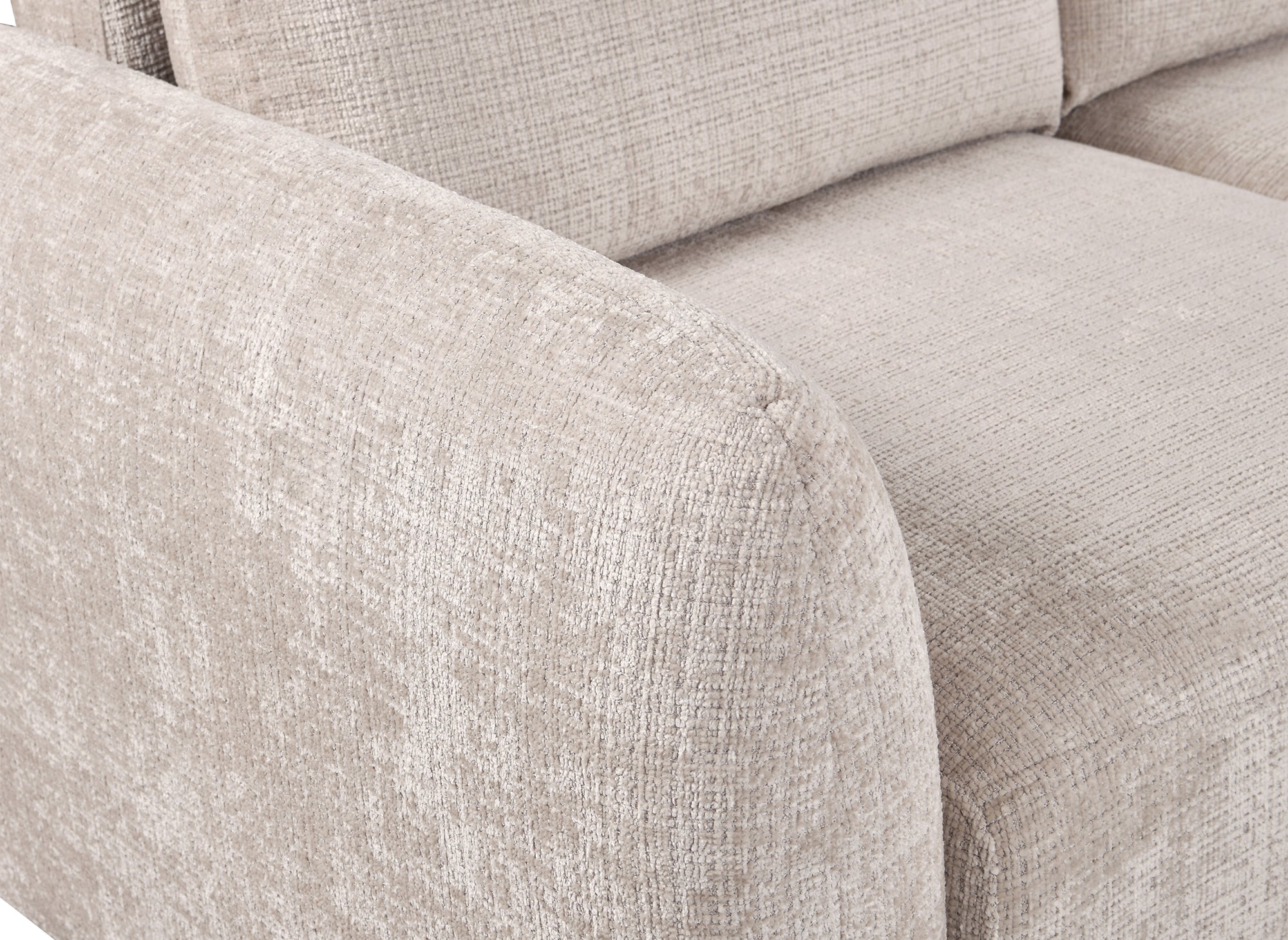 MARLA Ecksofa mit Stauraum in beigefarbenem, meliertem Samt – rechte Ecke