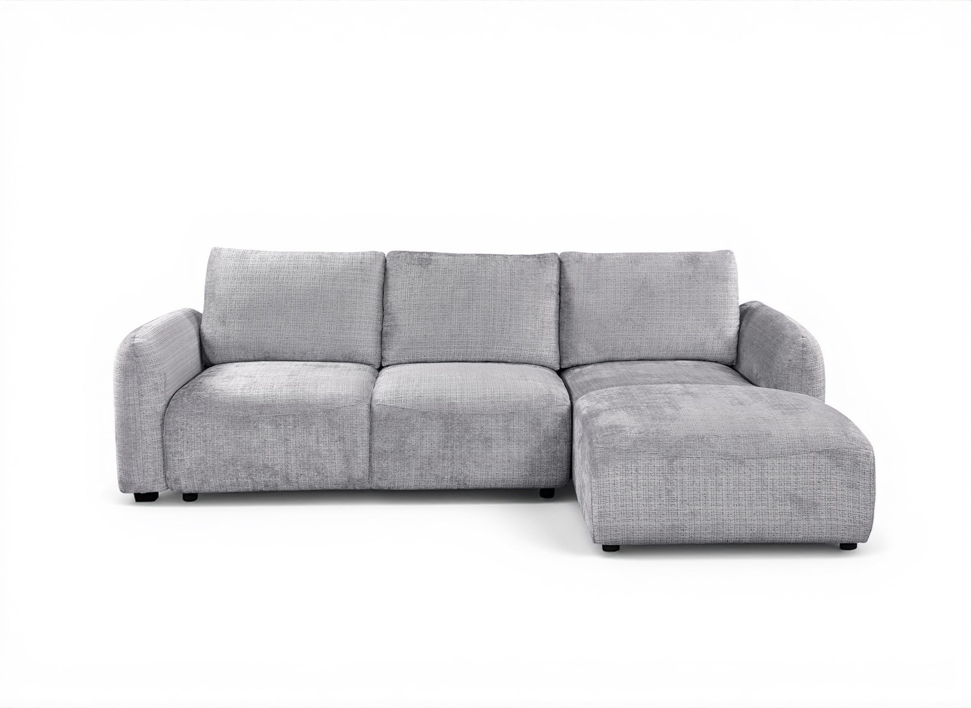 MARLA Ecksofa mit Stauraum in meliertem grauem Samt – rechte Ecke