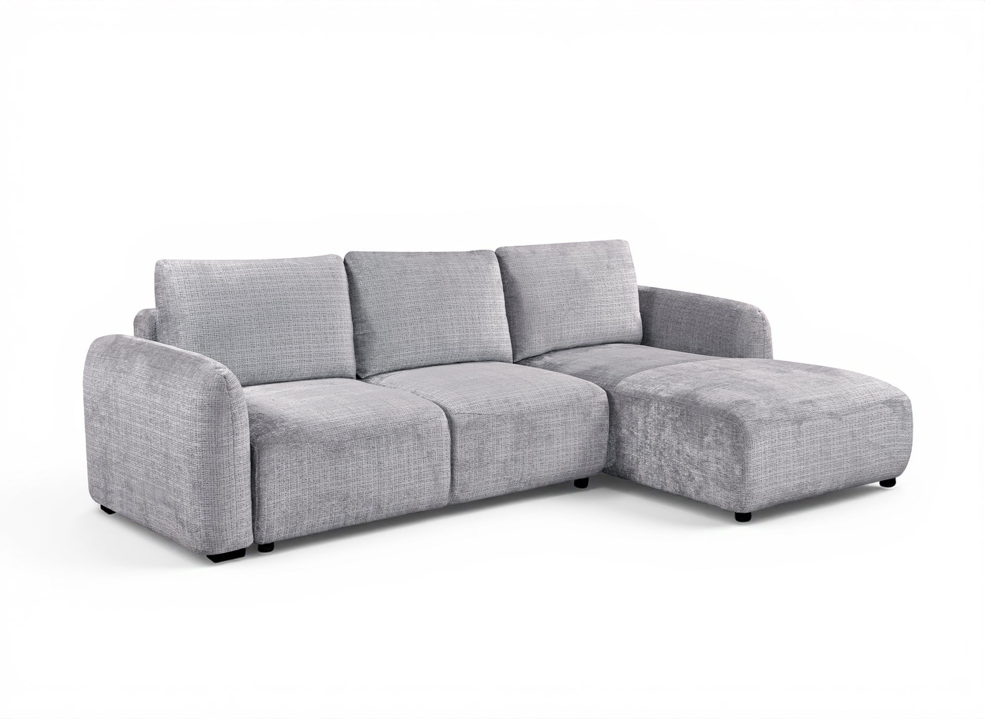 MARLA Ecksofa mit Stauraum in meliertem grauem Samt – rechte Ecke