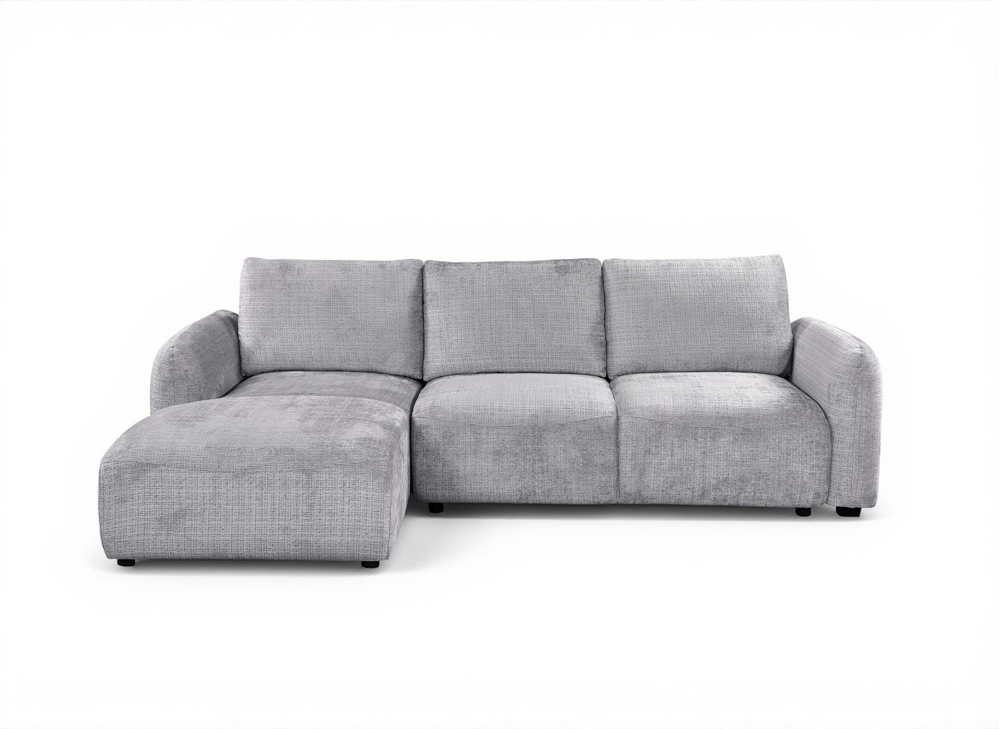 MARLA Ecksofa mit Stauraum in grau meliertem Samt - Linke Ecke