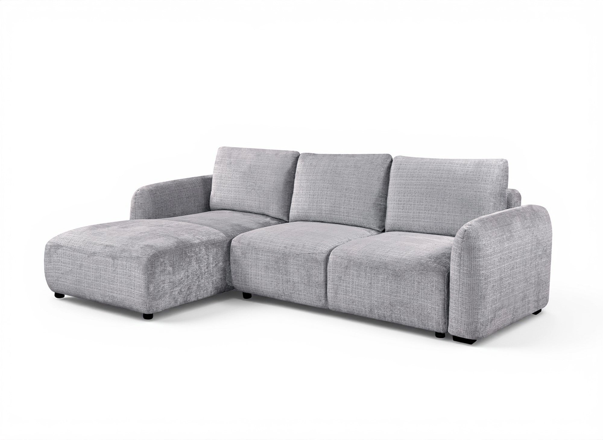 MARLA Ecksofa mit Stauraum in grau meliertem Samt - Linke Ecke