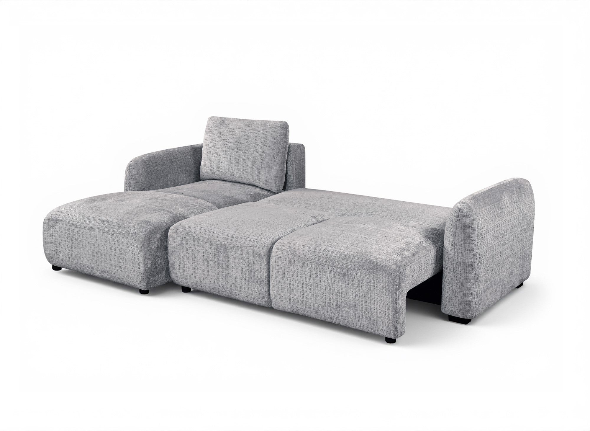 MARLA Ecksofa mit Stauraum in grau meliertem Samt - Linke Ecke