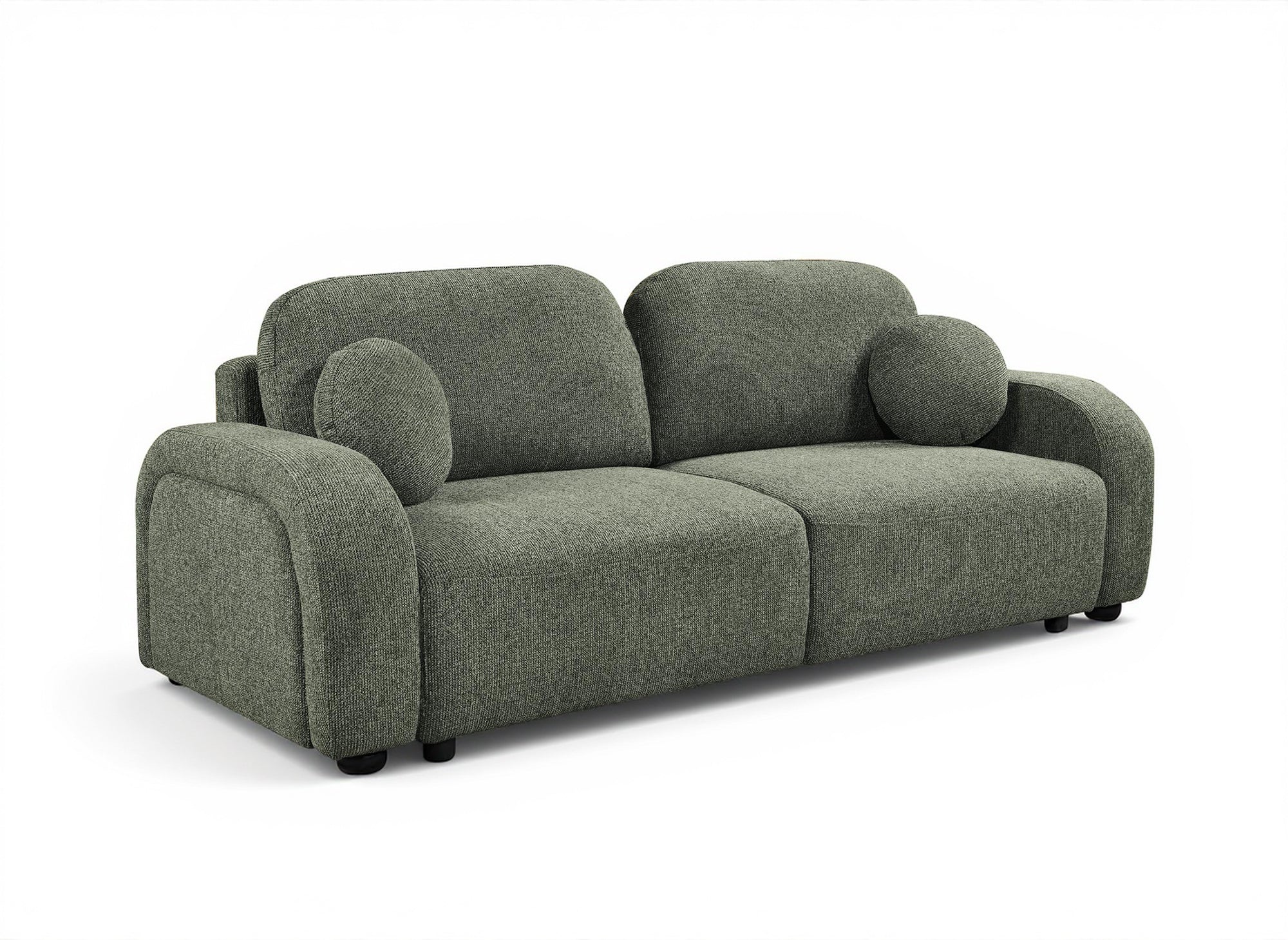 MAYORA 3-Sitzer-Umbausofa aus grünem Bouclé-Stoff