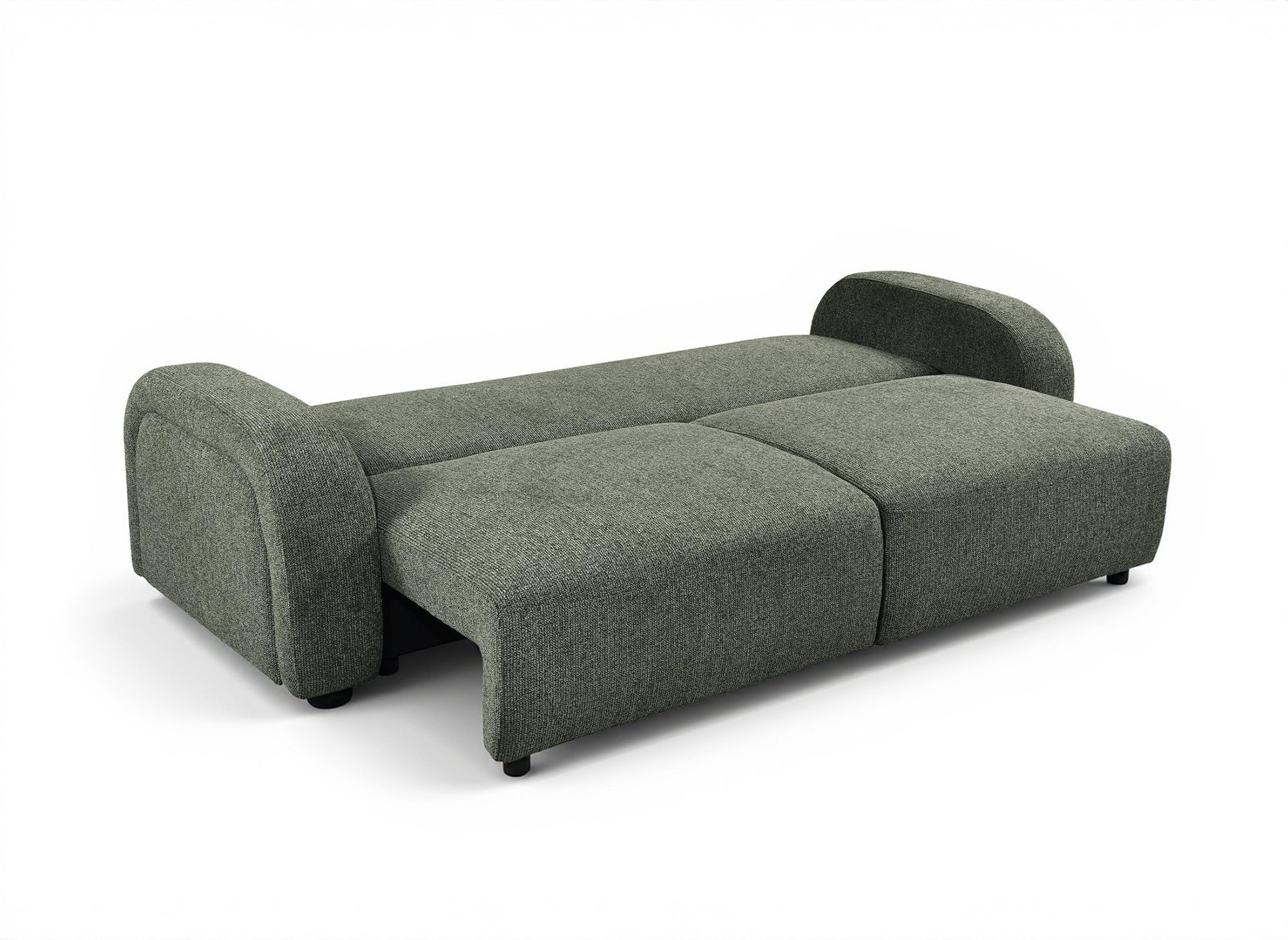 MAYORA 3-Sitzer-Umbausofa aus grünem Bouclé-Stoff