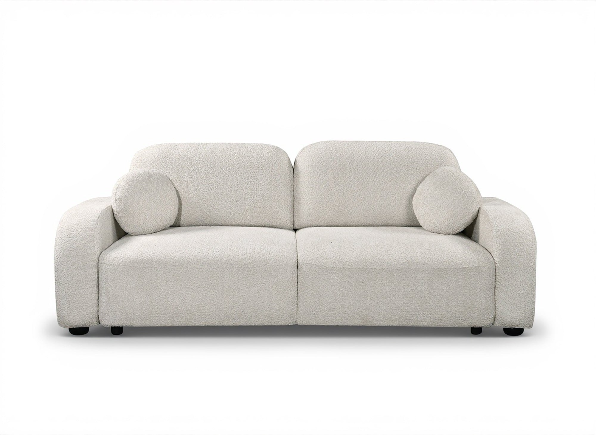 MAYORA 3-Sitzer-Umbausofa aus ecrufarbenem Bouclé-Stoff