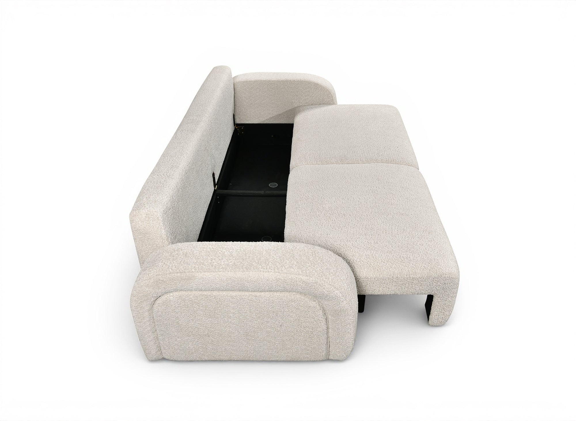 MAYORA 3-Sitzer-Umbausofa aus ecrufarbenem Bouclé-Stoff