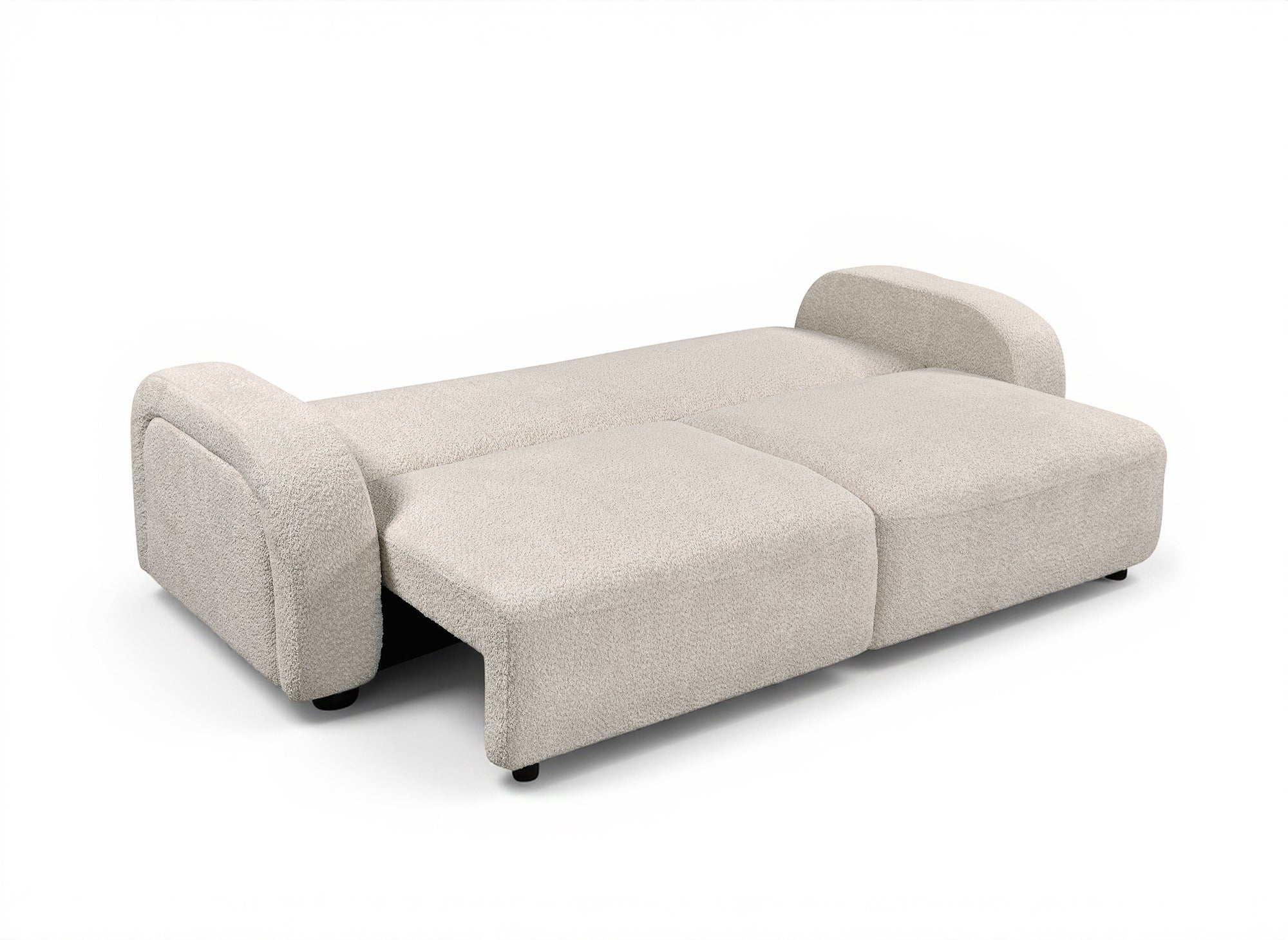 MAYORA 3-Sitzer-Umbausofa aus ecrufarbenem Bouclé-Stoff