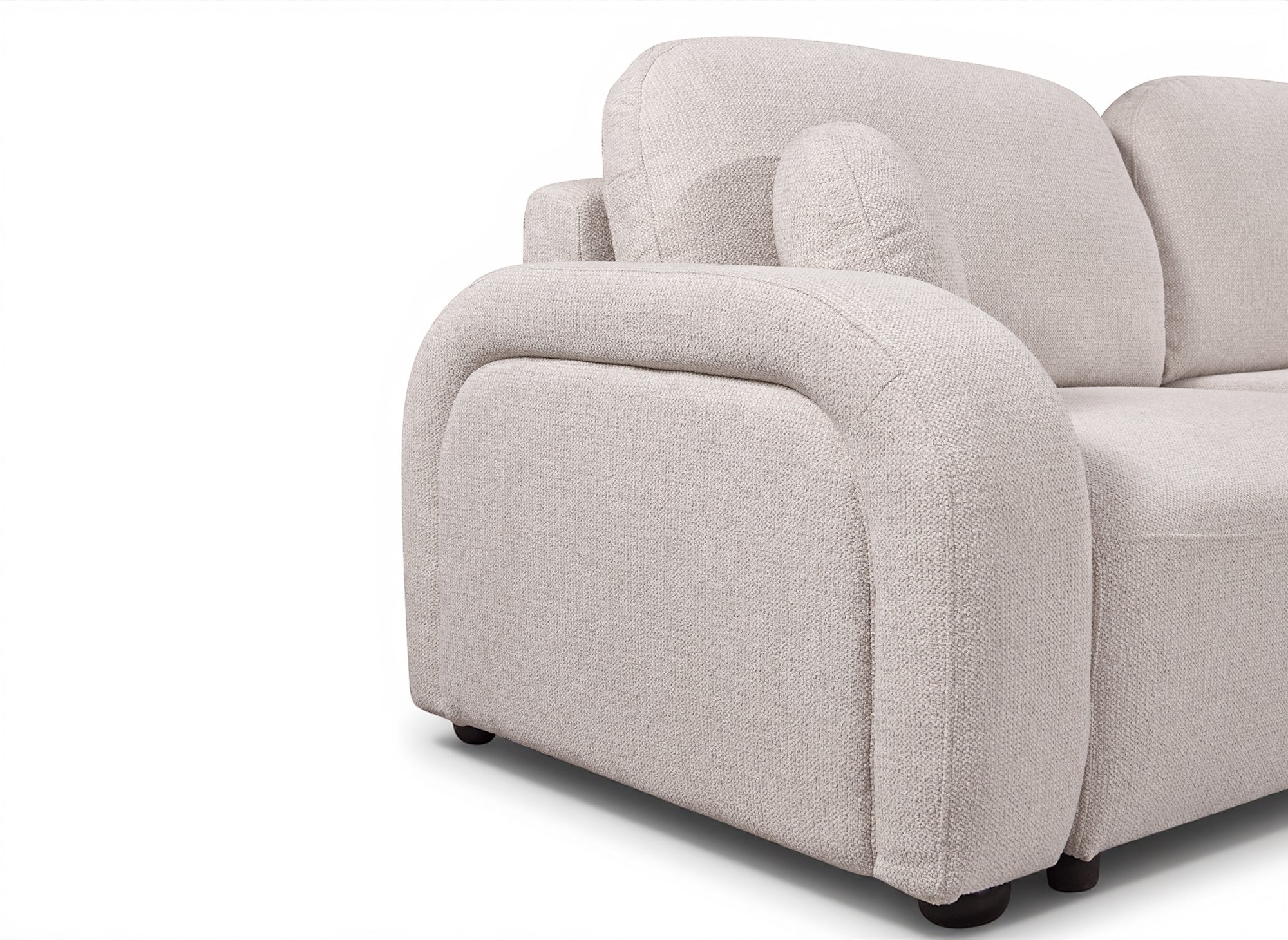 MAYORA 3-Sitzer-Umbausofa aus beigem Bouclé-Stoff