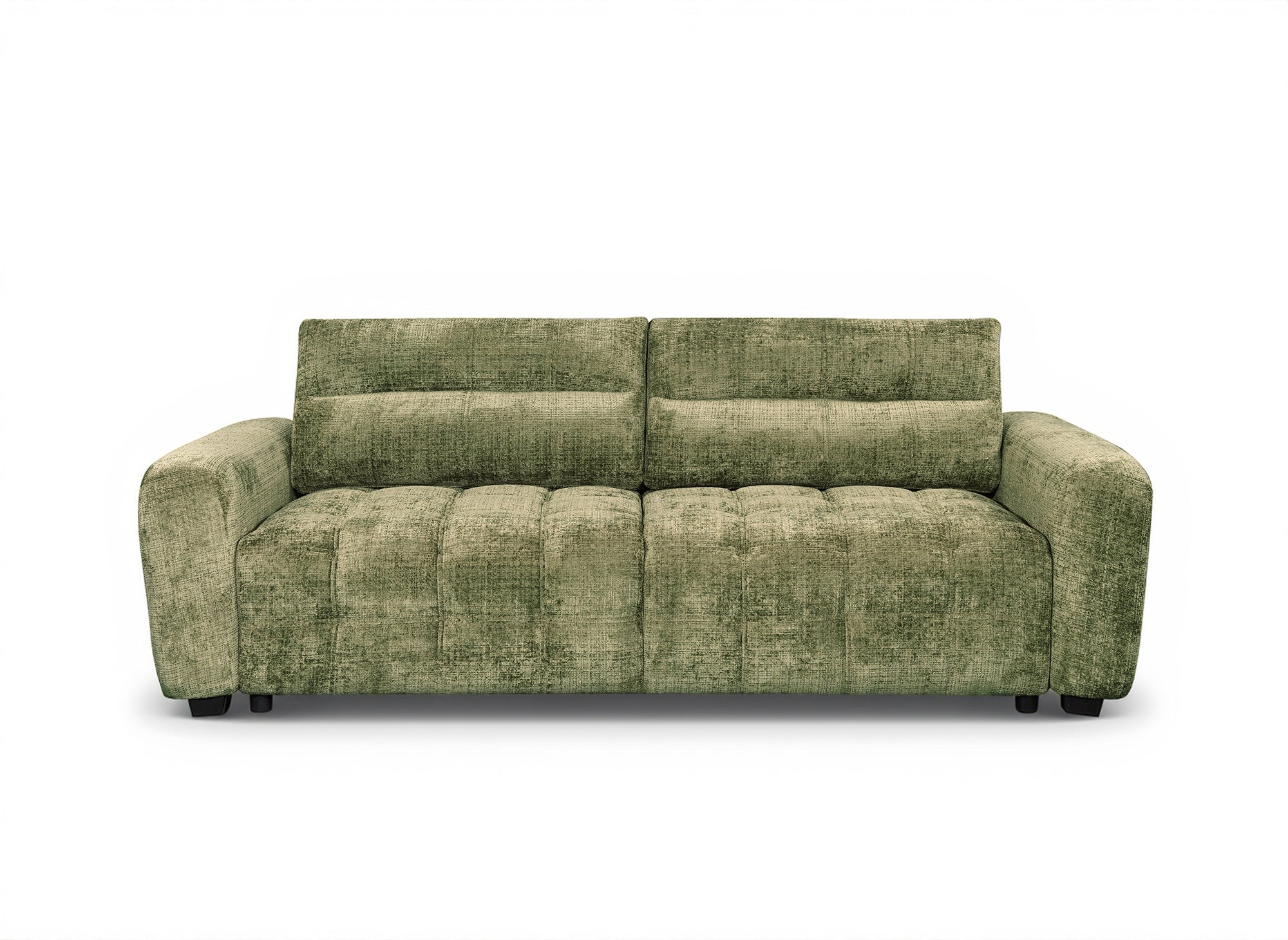 RALYA 3-Sitzer-Schlafsofa mit Stauraum aus olivgrün meliertem Samt