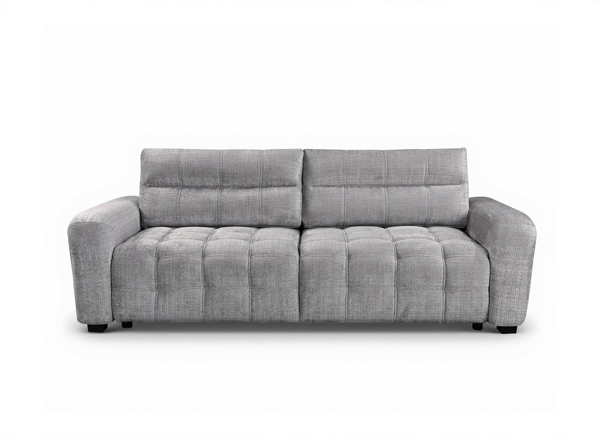 RALYA 3-Sitzer-Schlafsofa aus grau meliertem Samt mit Stauraum