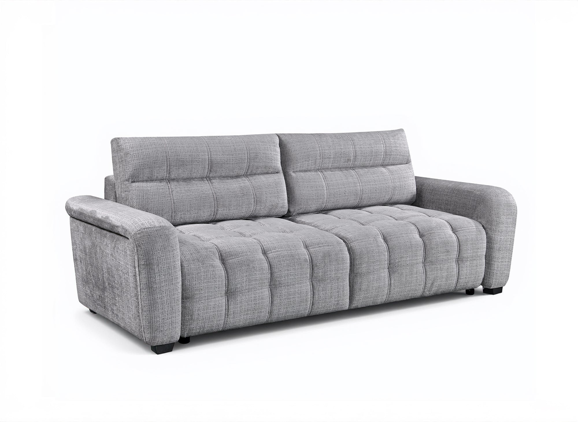RALYA 3-Sitzer-Schlafsofa aus grau meliertem Samt mit Stauraum