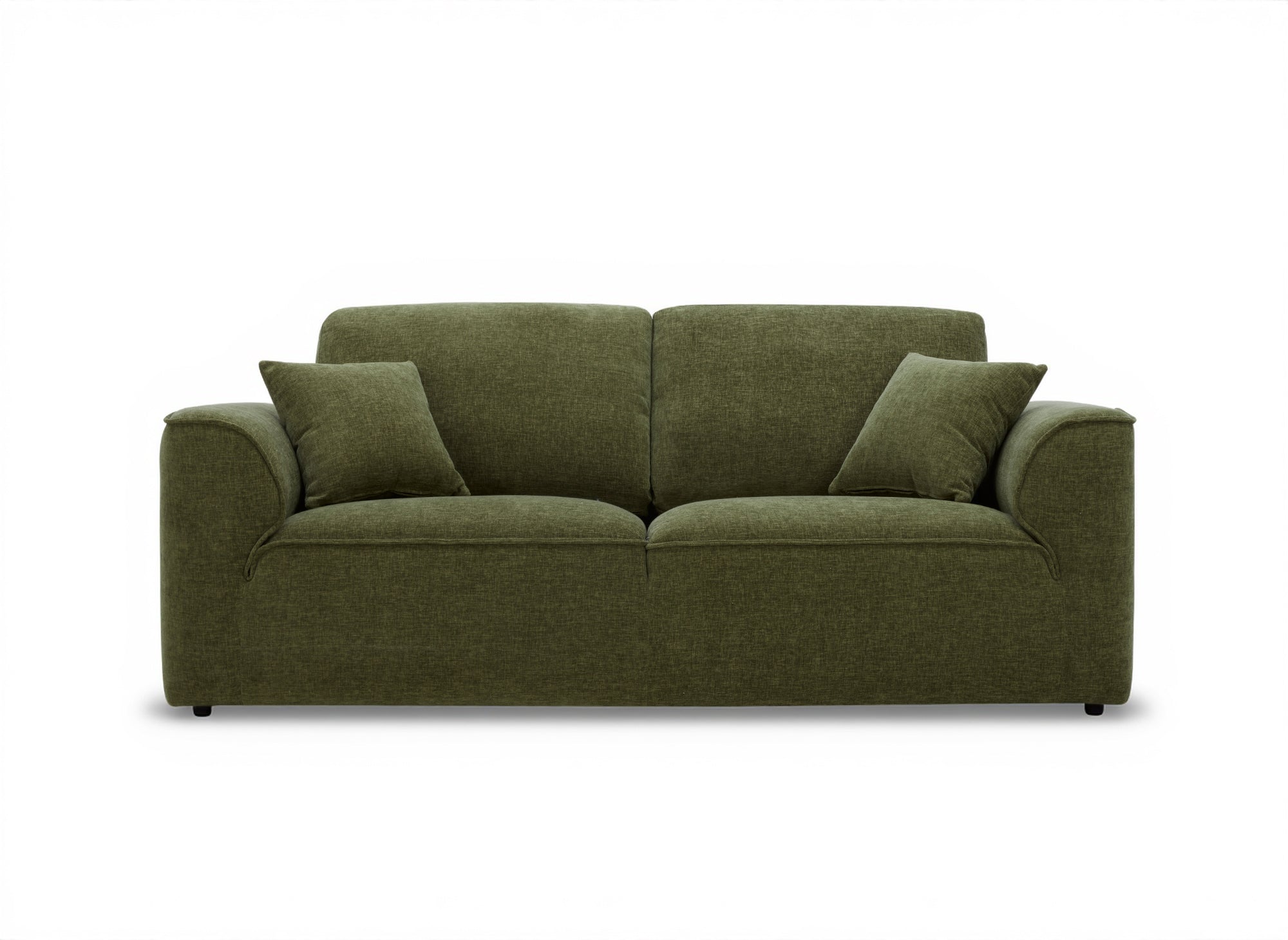 ABELIA 3-Sitzer-Sofa mit gerader Sitzfläche in olivgrünem, meliertem Samt