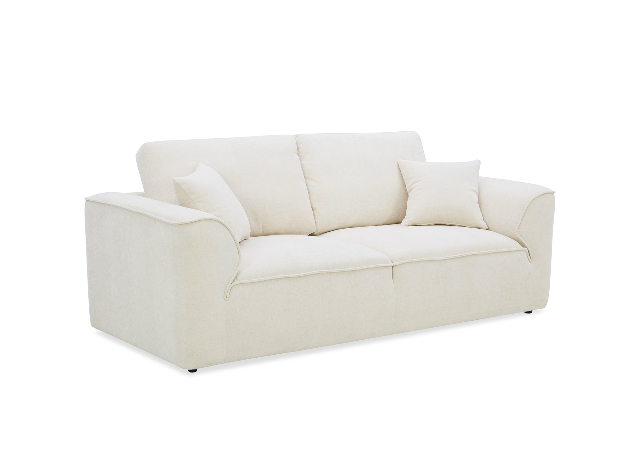 ABELIA 3-Sitzer-Sofa mit gerader Sitzfläche in beigefarbenem, meliertem Samt