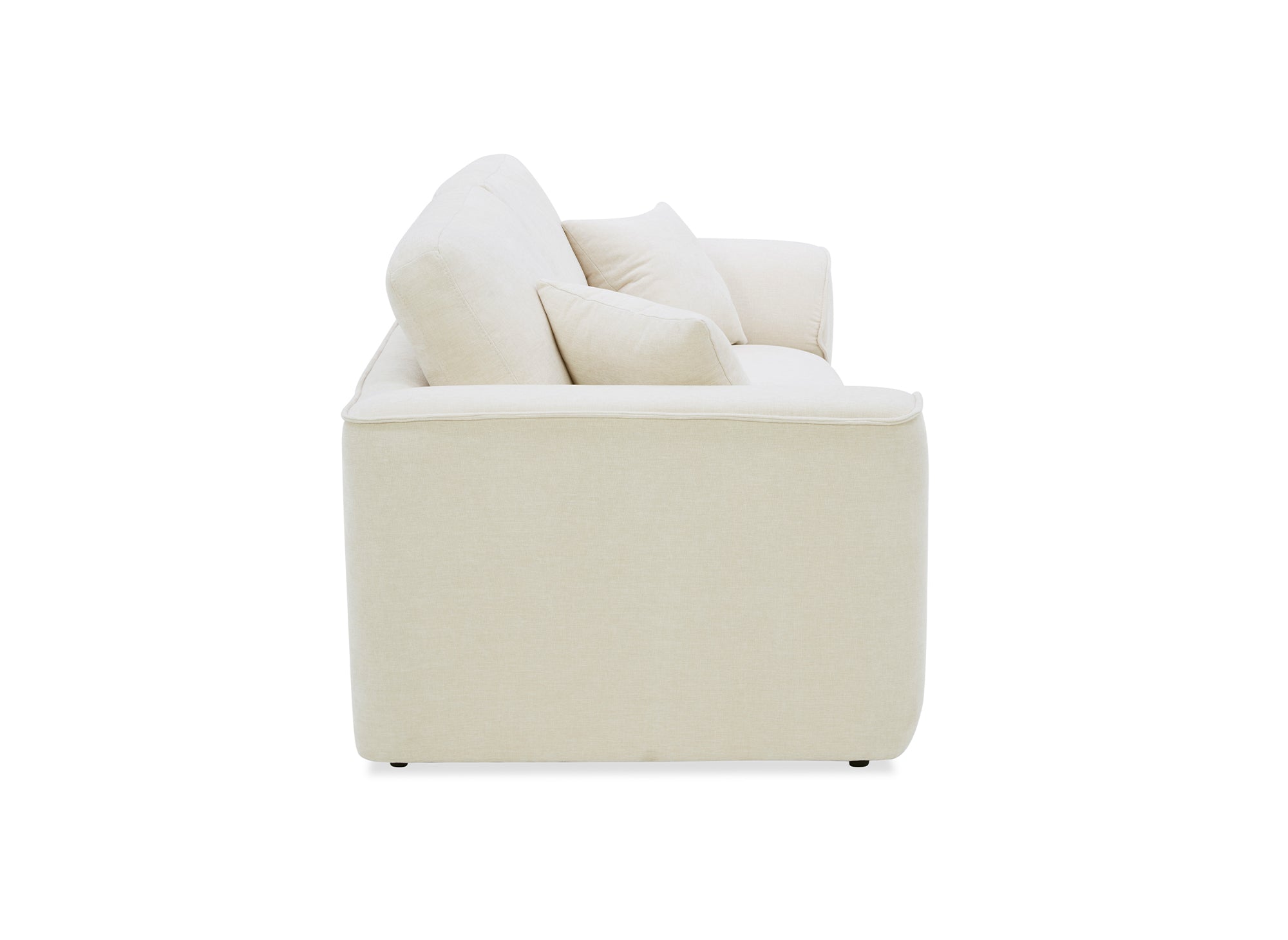 ABELIA 3-Sitzer-Sofa mit gerader Sitzfläche in beigefarbenem, meliertem Samt