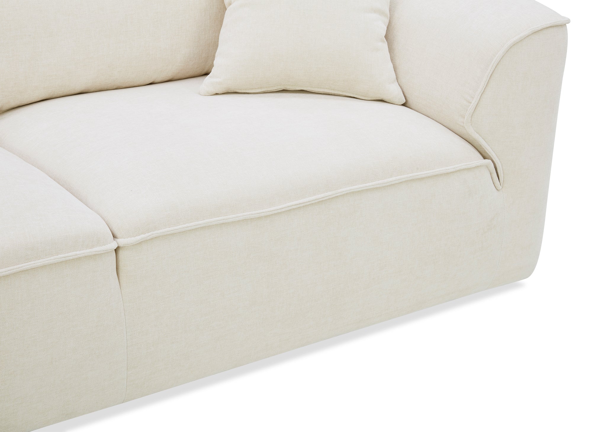 ABELIA 3-Sitzer-Sofa mit gerader Sitzfläche in beigefarbenem, meliertem Samt