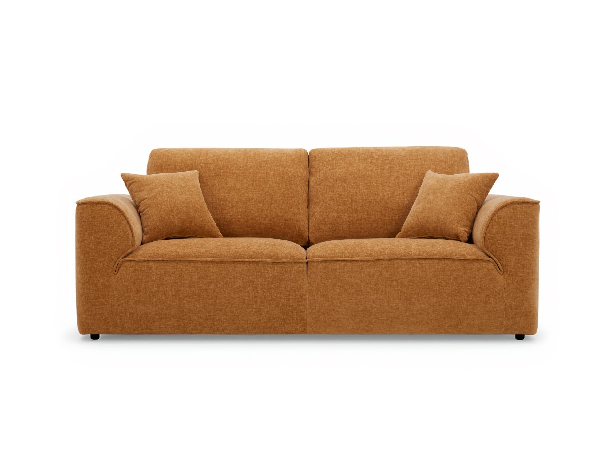 ABELIA 3-Sitzer-Sofa mit gerader Sitzfläche in senfgelbem, meliertem Samt