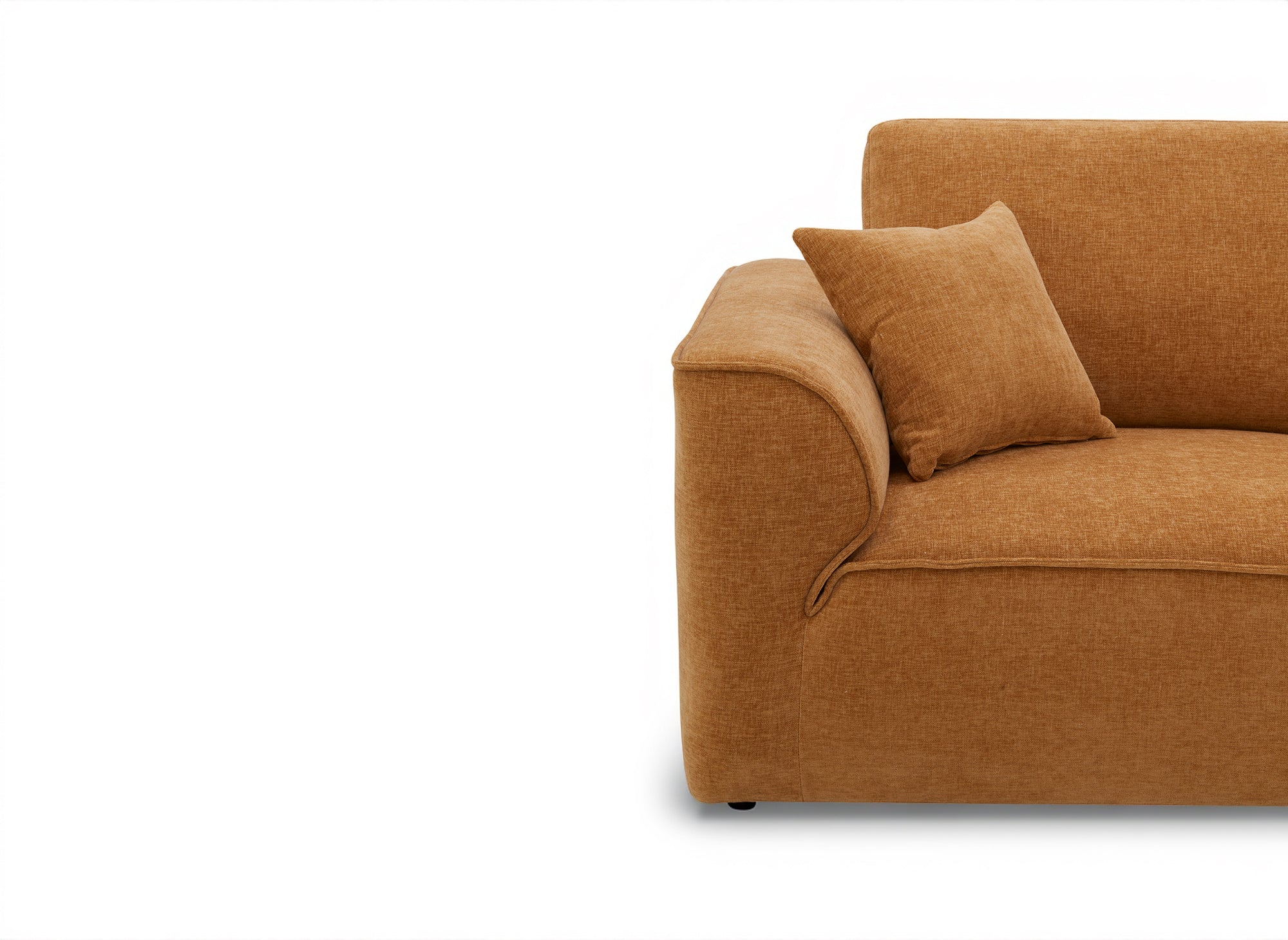 ABELIA 3-Sitzer-Sofa mit gerader Sitzfläche in senfgelbem, meliertem Samt