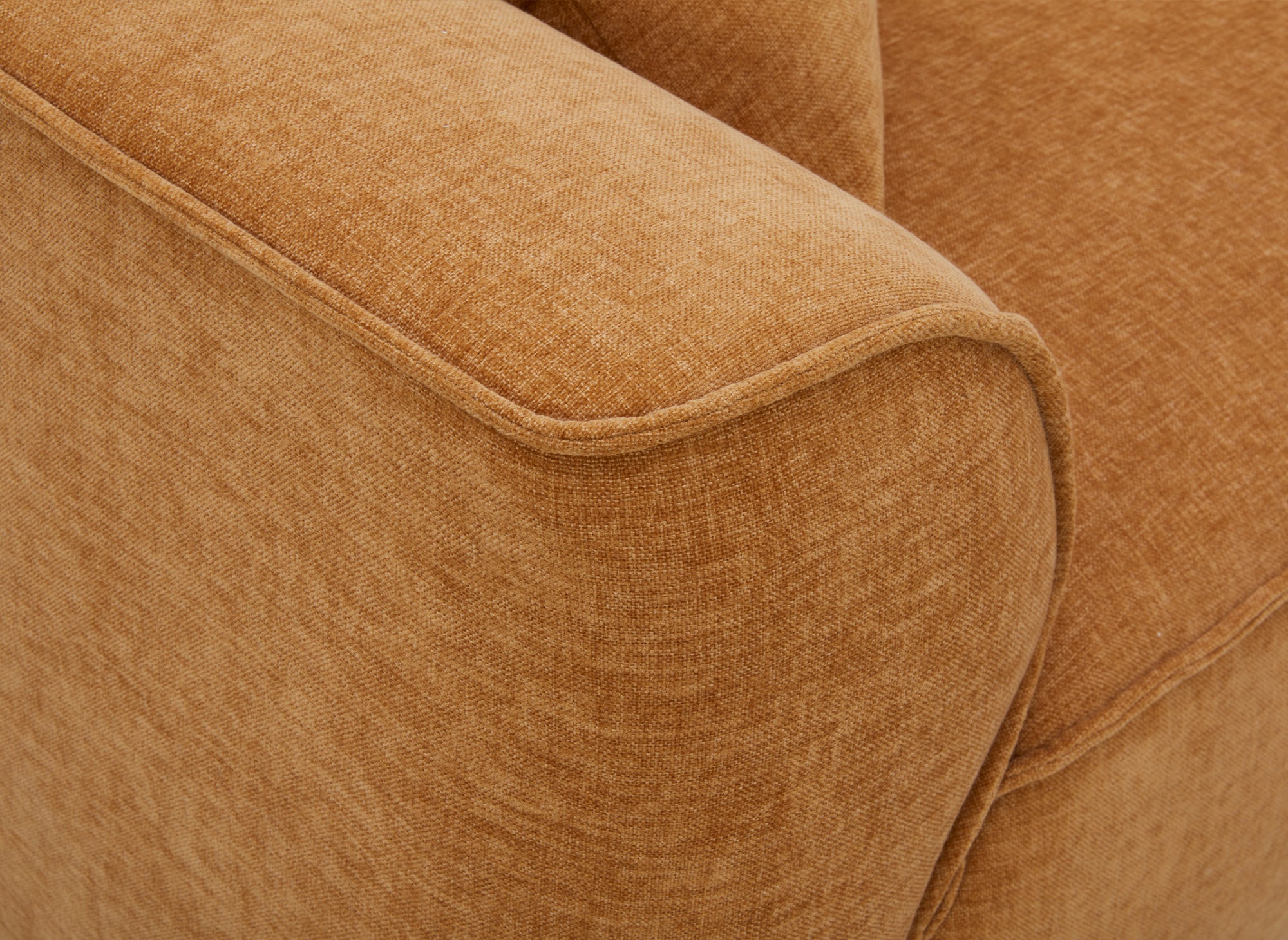 ABELIA 3-Sitzer-Sofa mit gerader Sitzfläche in senfgelbem, meliertem Samt