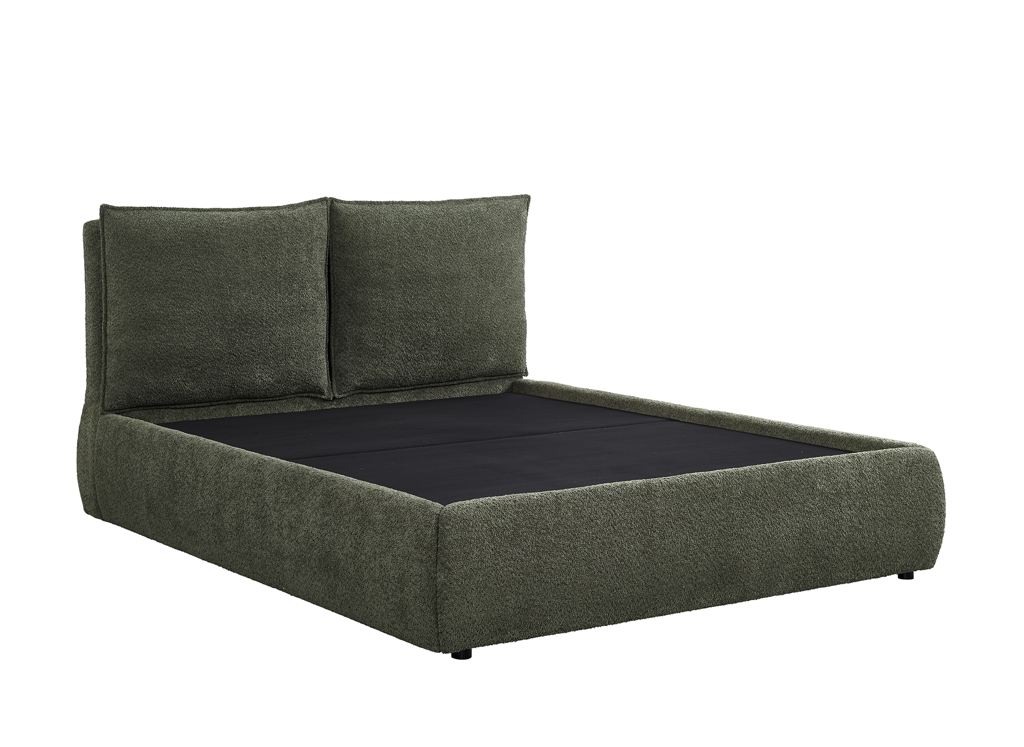 MELY olivgrünes Frottee-Bett mit Stauraum 180x200 cm