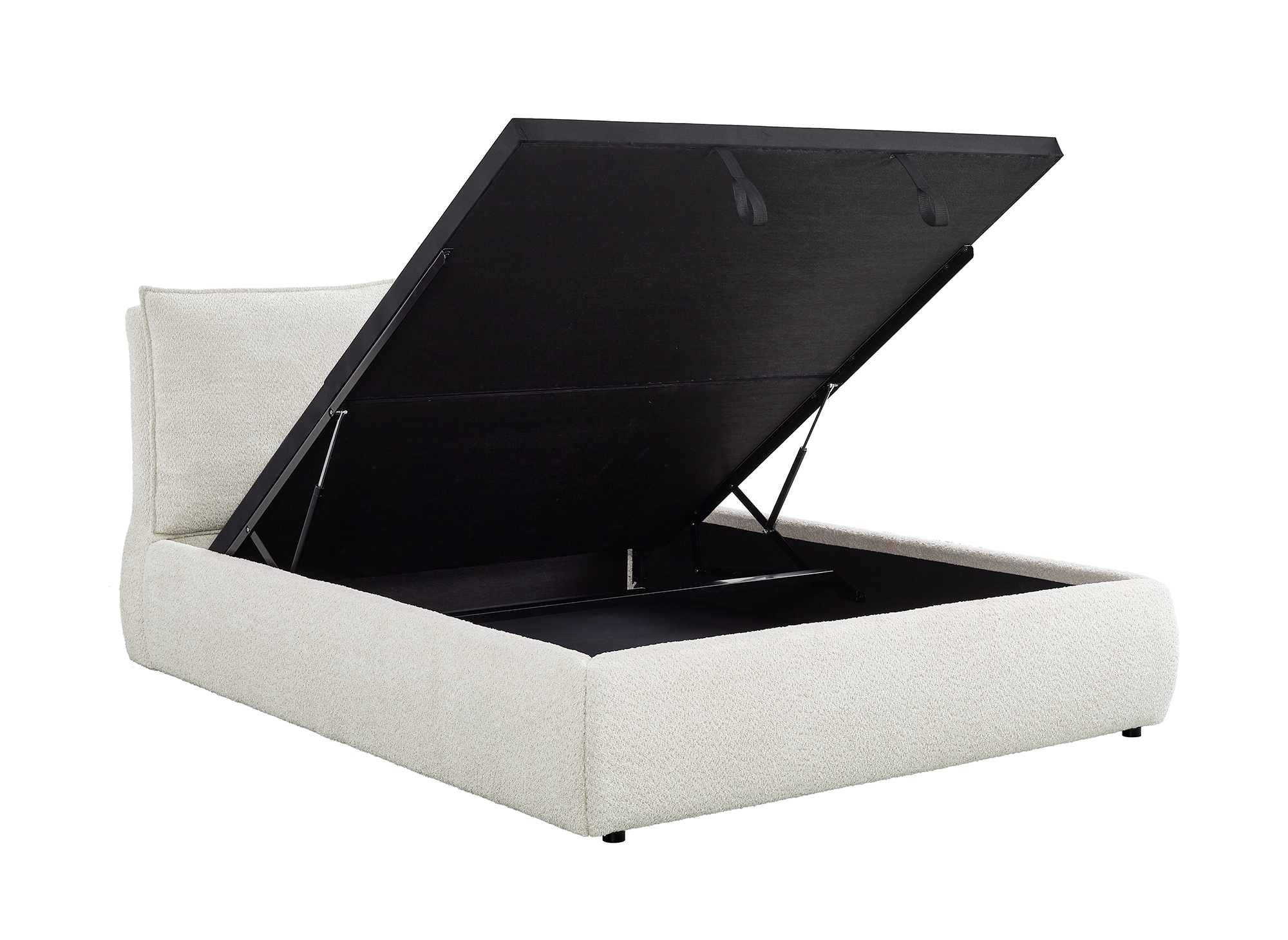 MELY Bett mit Stauraum aus Frottee, beige, 160 x 200 cm