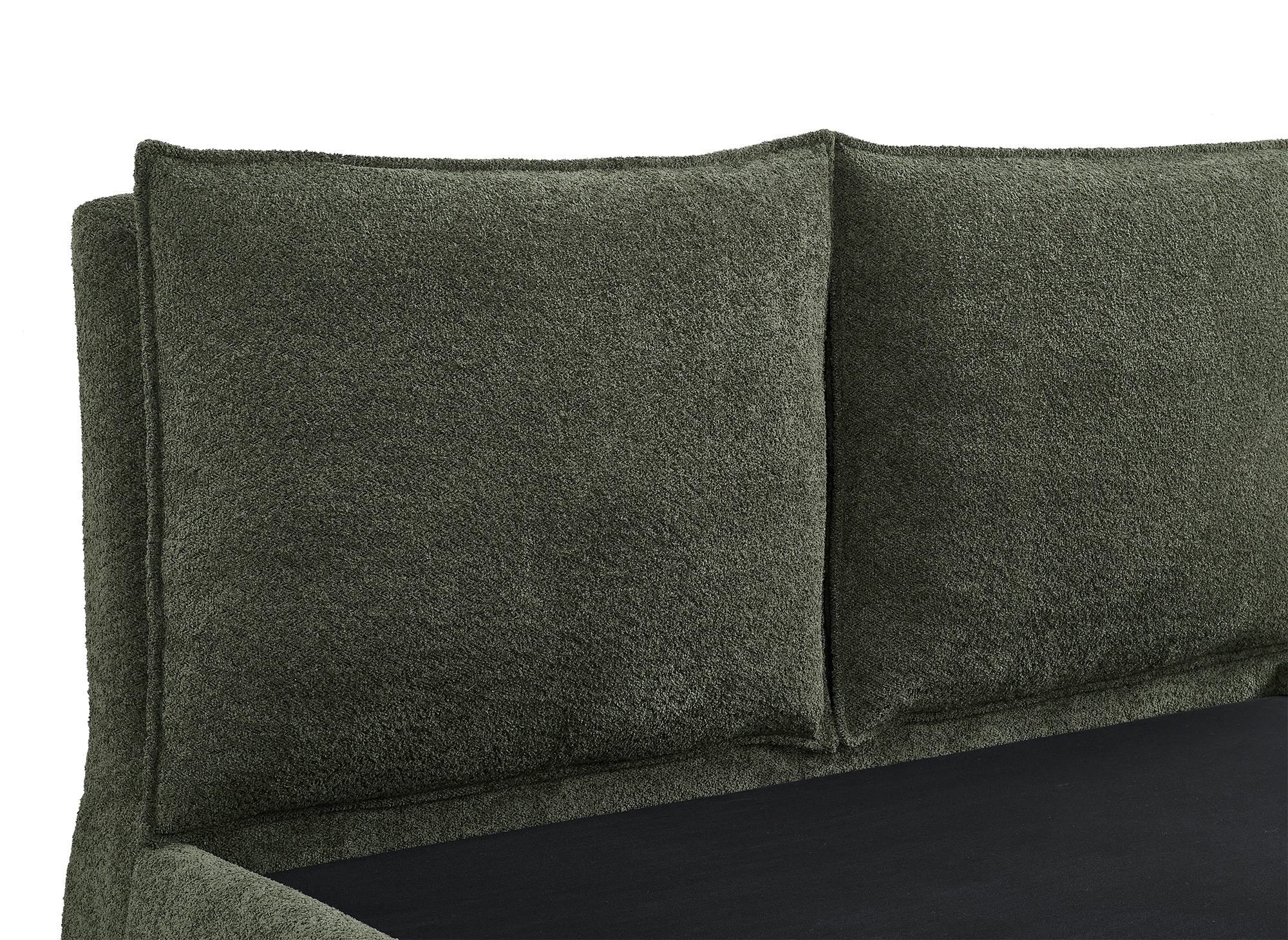 MELY olivgrünes Frottee-Bett mit Stauraum 180x200 cm