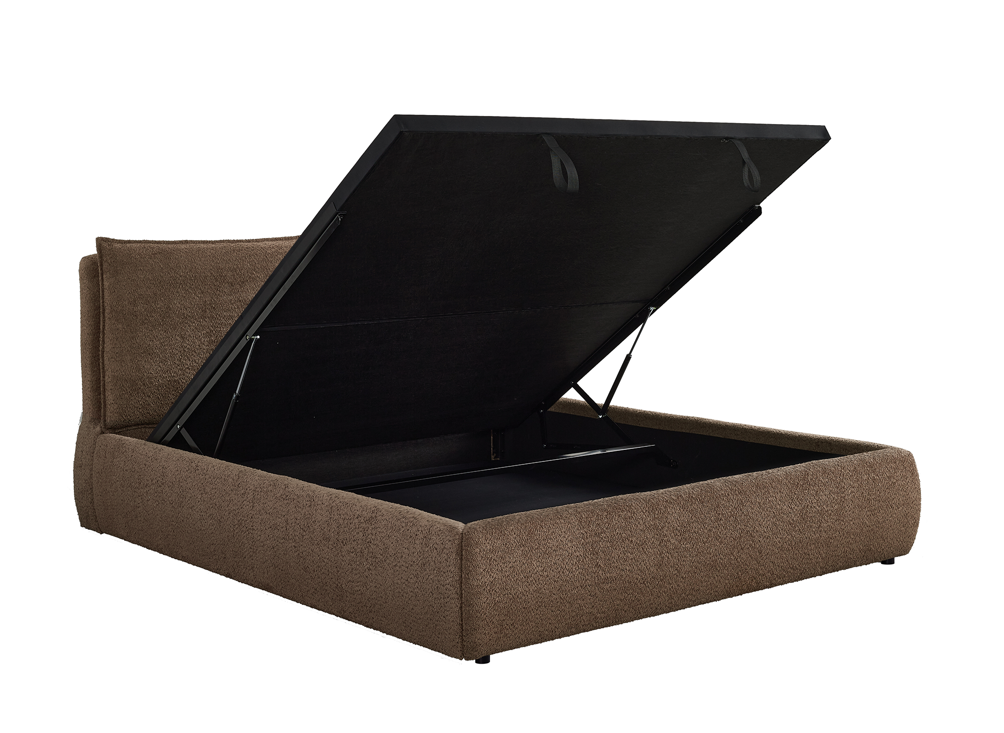 MELY Bett mit Stauraum aus Frottee, braun, 140 x 190 cm