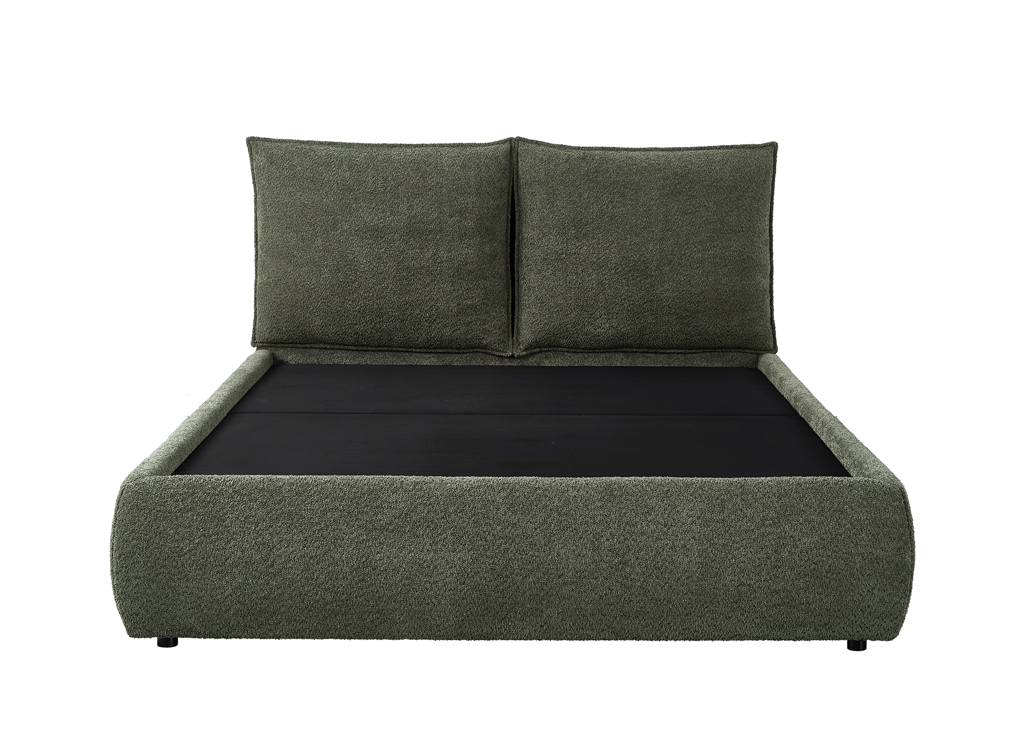 MELY olivgrünes Frottee-Bett mit Stauraum 180x200 cm