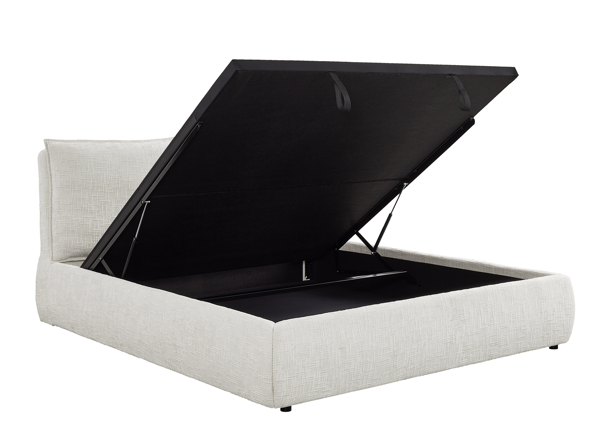 MELY Bett mit Stauraum, beige melierter Samt, 180 x 200 cm