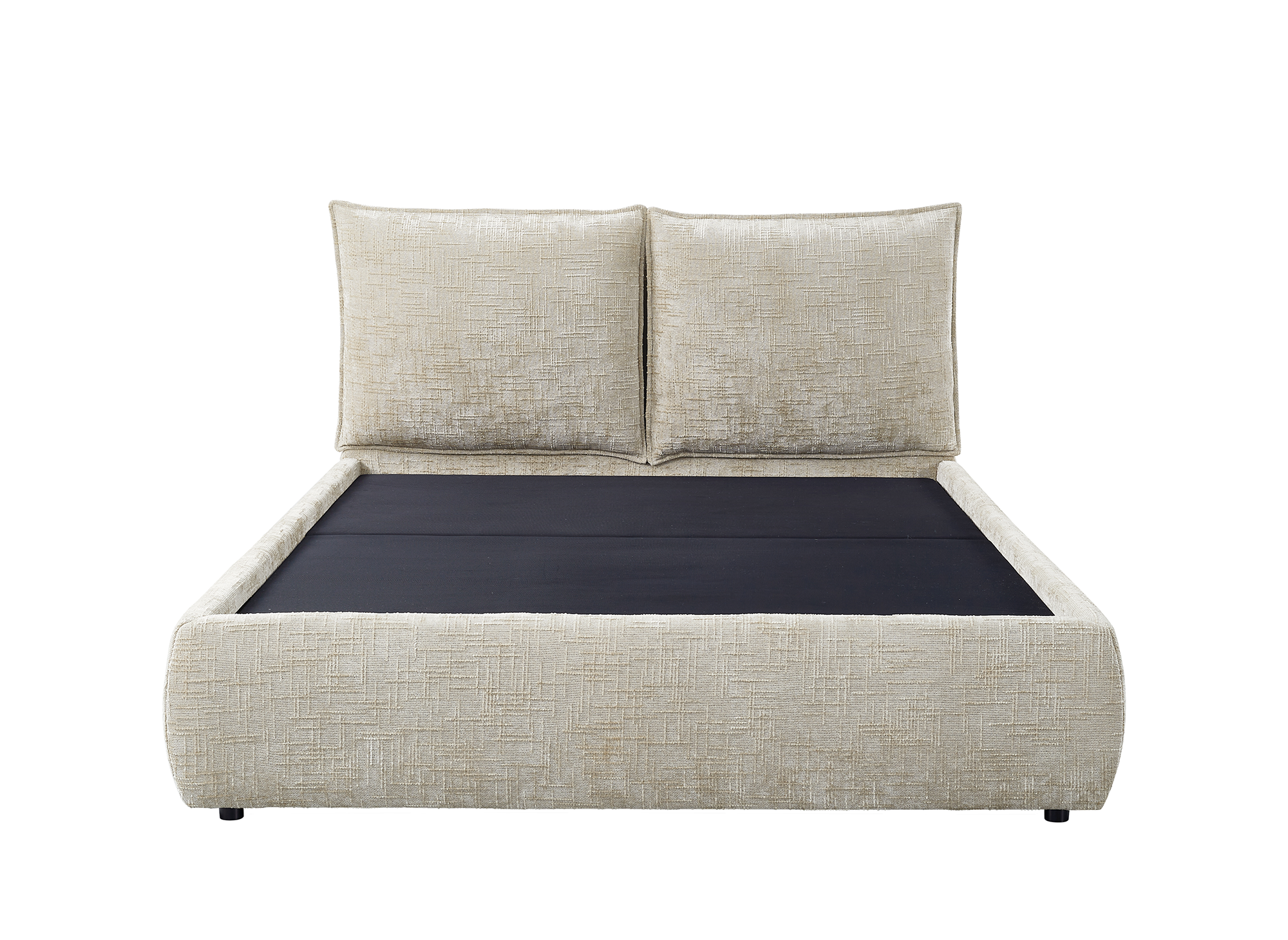 MELY Bettkasten aus meliertem Samt in Taupe 140x190 cm