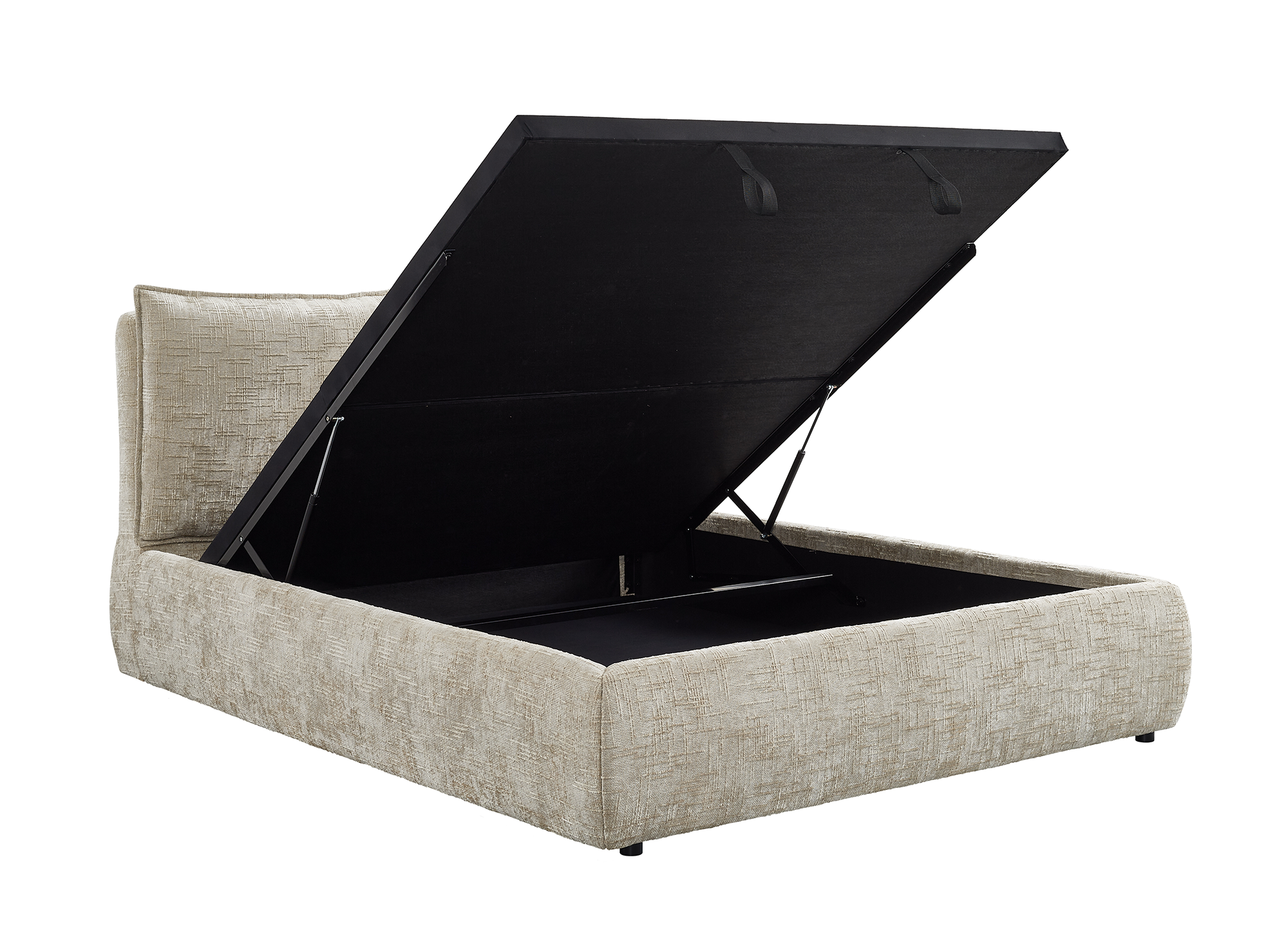 MELY Bettkasten aus meliertem Samt in Taupe 140x190 cm