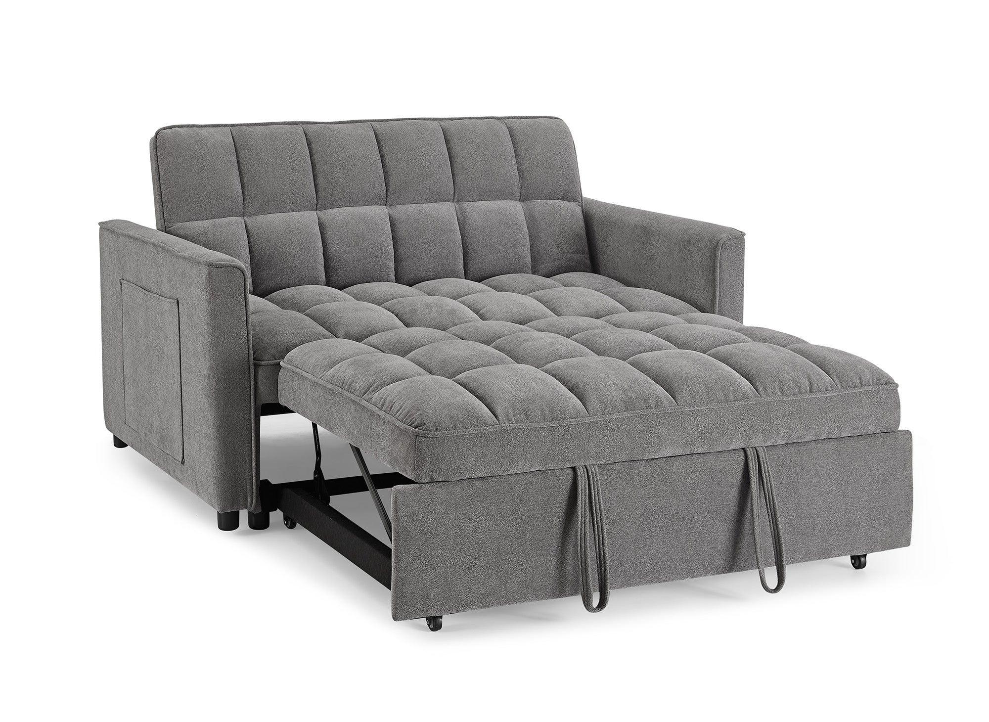 JASPER 2-Sitzer-Schlafsofa aus grauem strukturiertem Samt