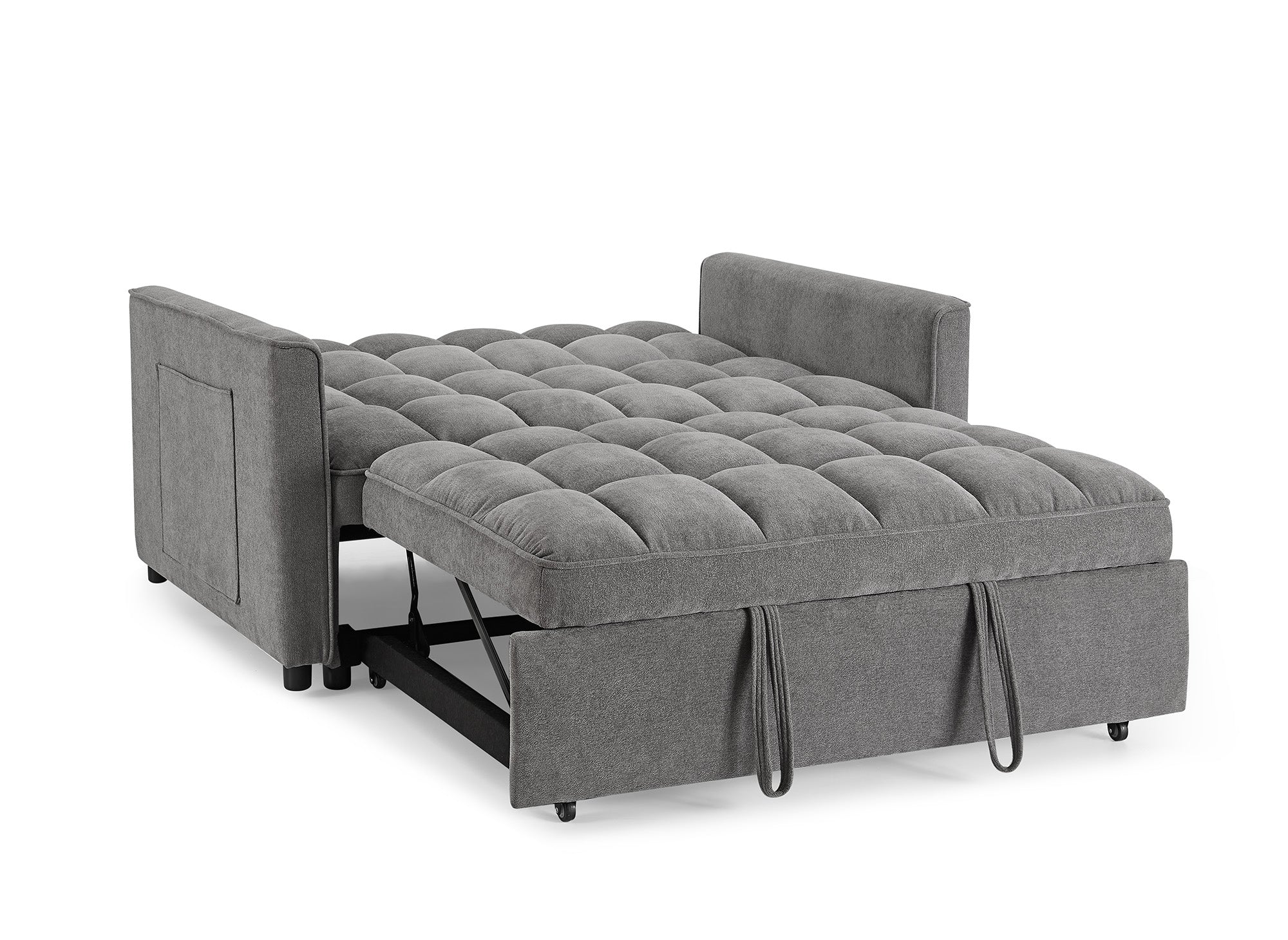 JASPER 2-Sitzer-Schlafsofa aus grauem strukturiertem Samt