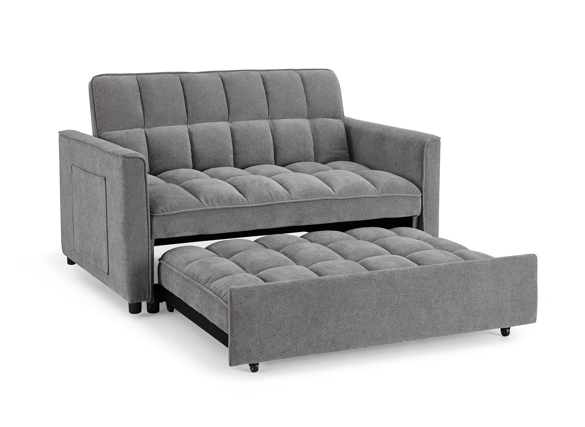 JASPER 2-Sitzer-Schlafsofa aus grauem strukturiertem Samt