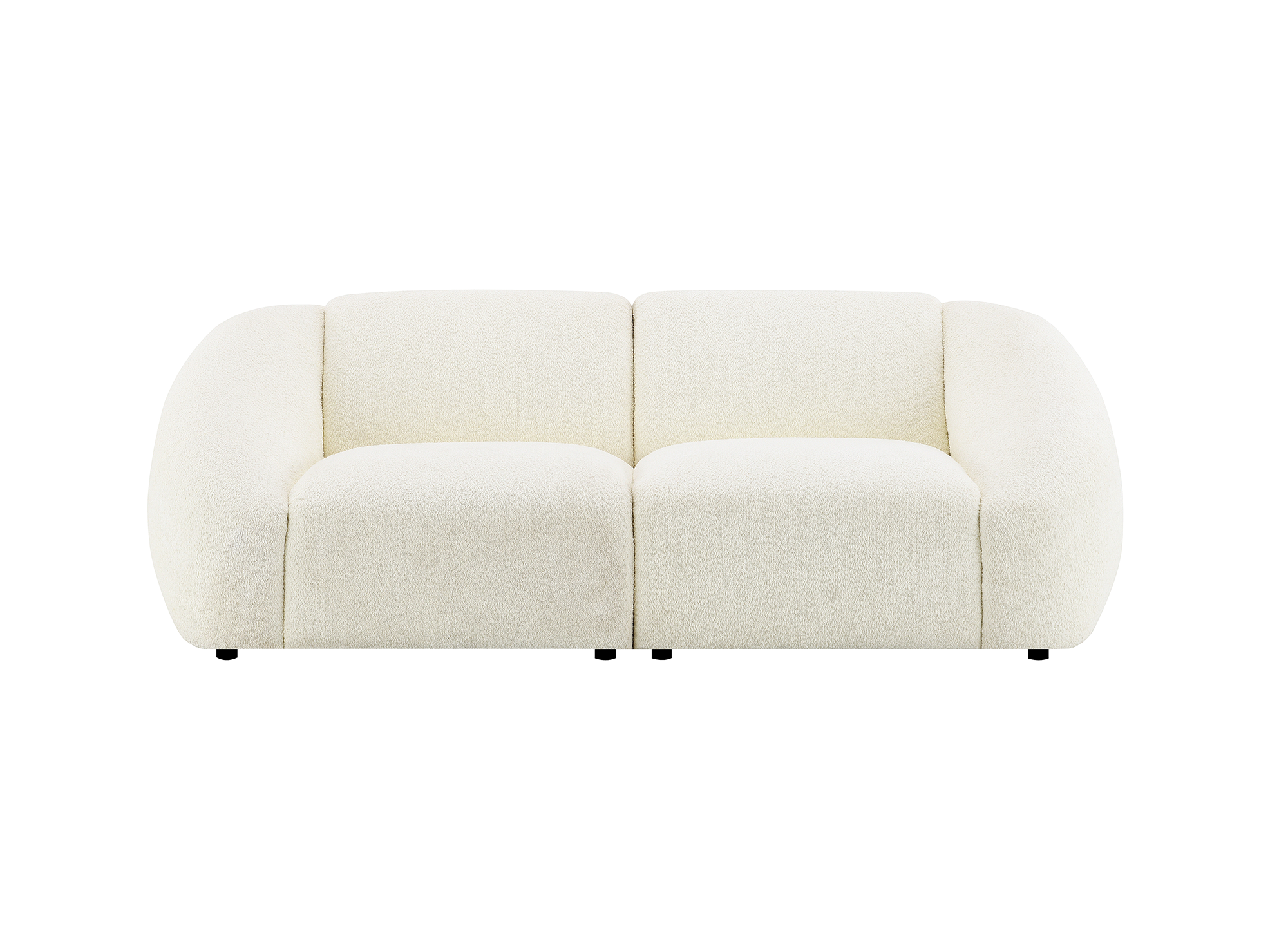 NYLA 3-Sitzer-Sofa mit fester Sitzfläche in cremeweißem Bouclé-Stoff