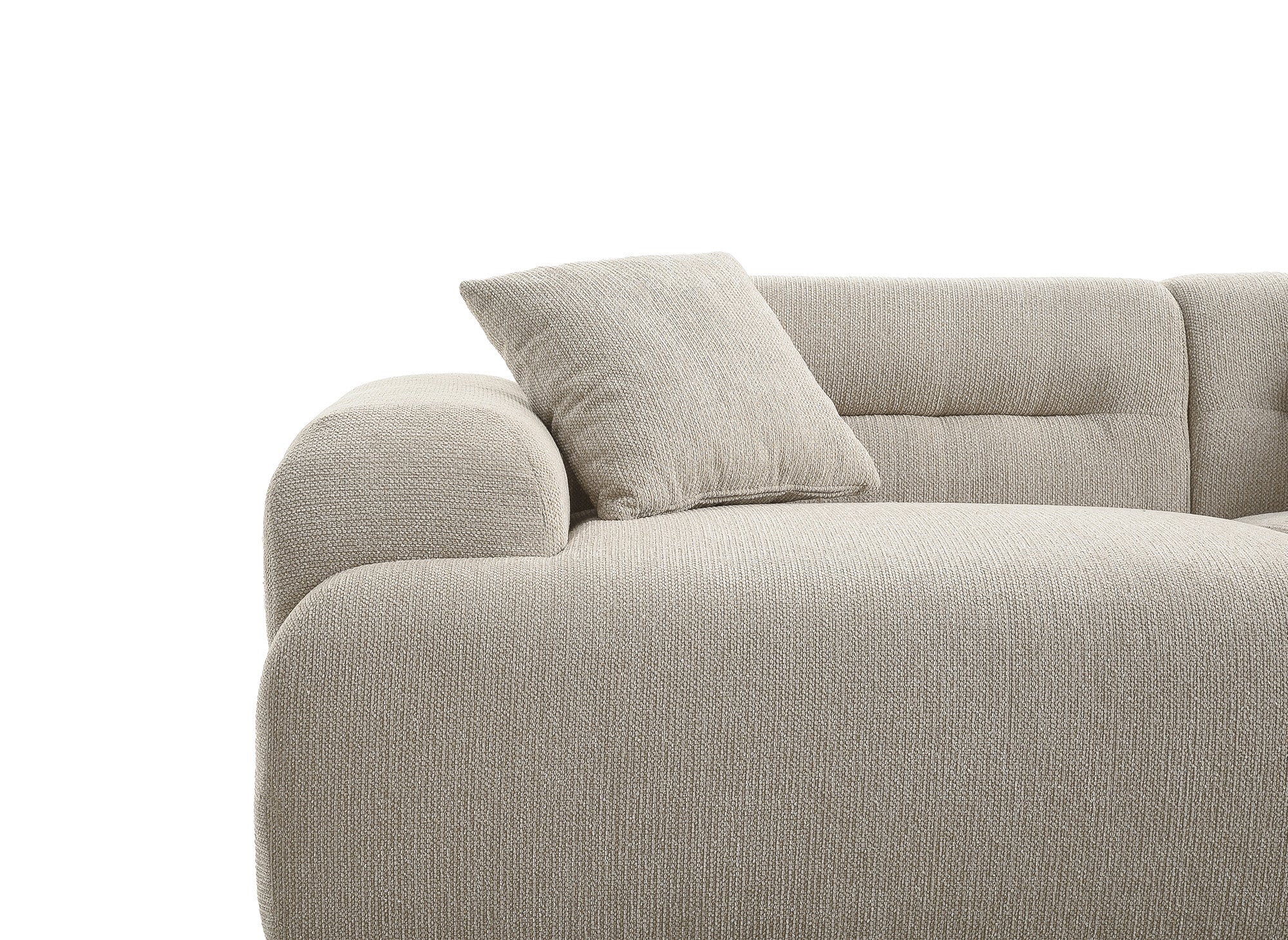 3-Sitzer-Sofa + Hocker aus beigem Strukturstoff SAKURA