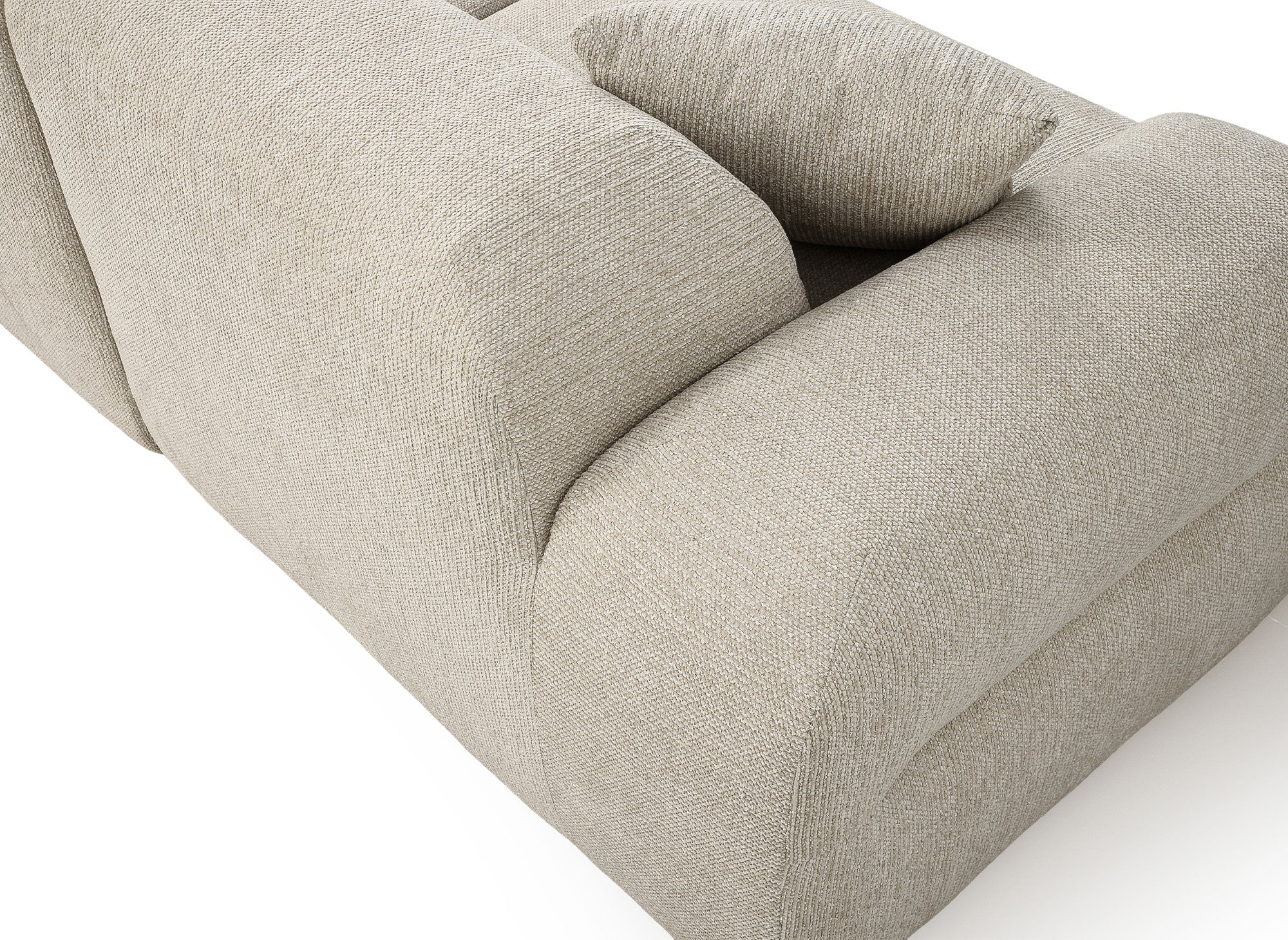 3-Sitzer-Sofa + Hocker aus beigem Strukturstoff SAKURA