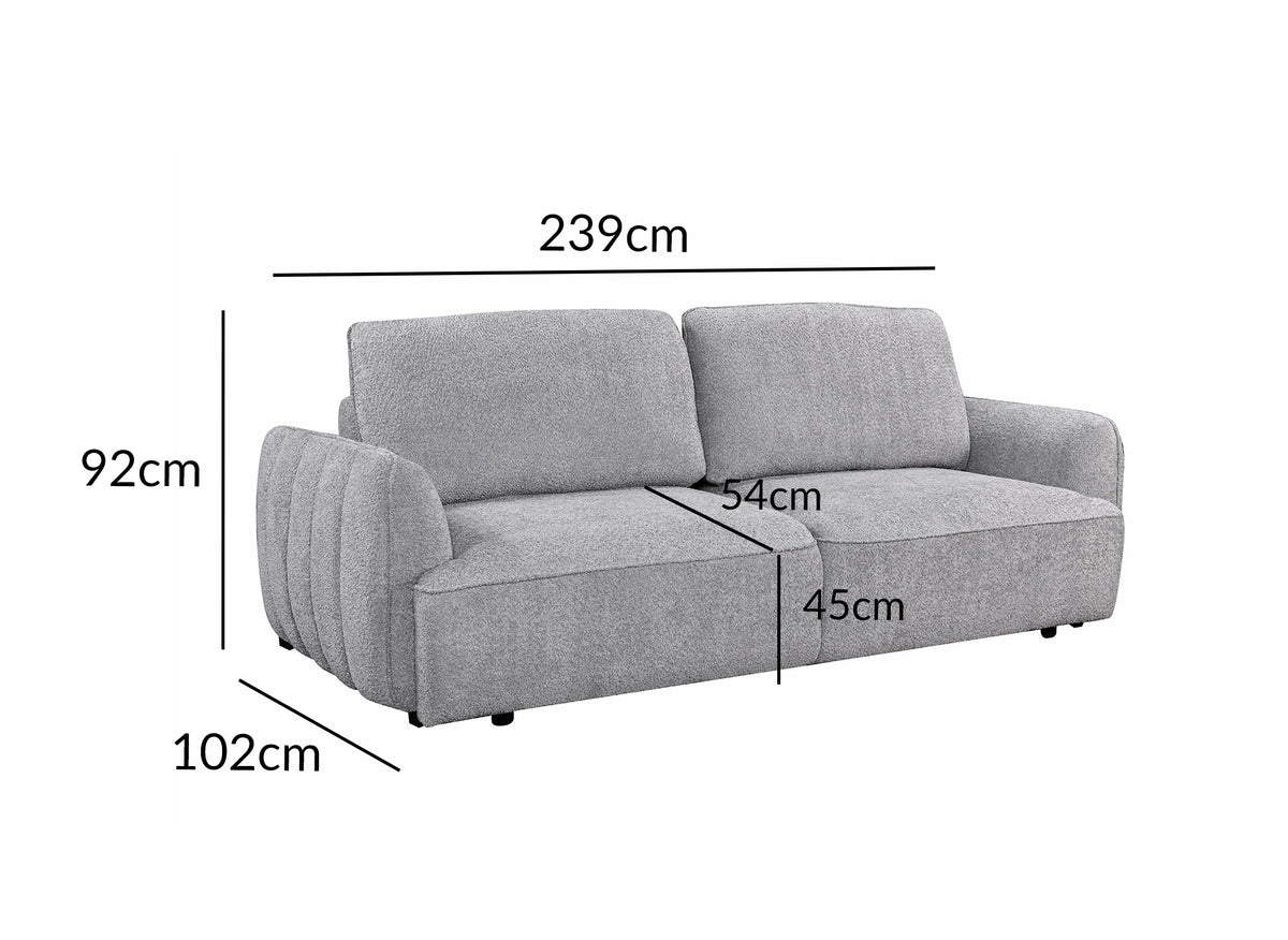 Gerades 3-Sitzer-Umwandelsofa mit Truhe aus grauem French-Terry-Stoff LAUDINE