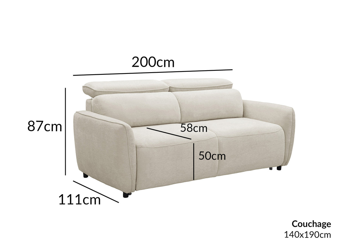 Express-Schlafsofa 3-Sitzer aus beigem Strukturstoff - Matratze 17 cm - JACINTHE
