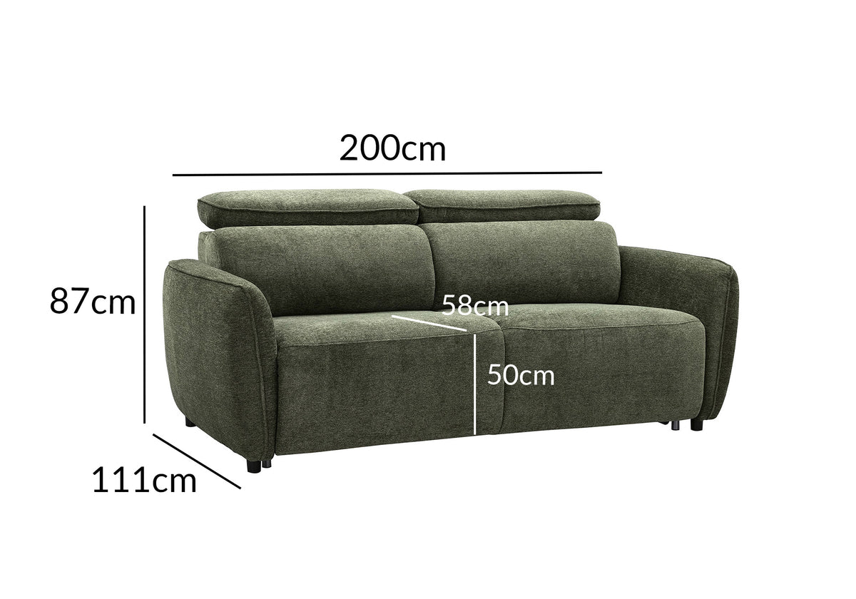 Express 3-Sitzer-Umwandelsofa aus grünem Strukturstoff JACINTHE