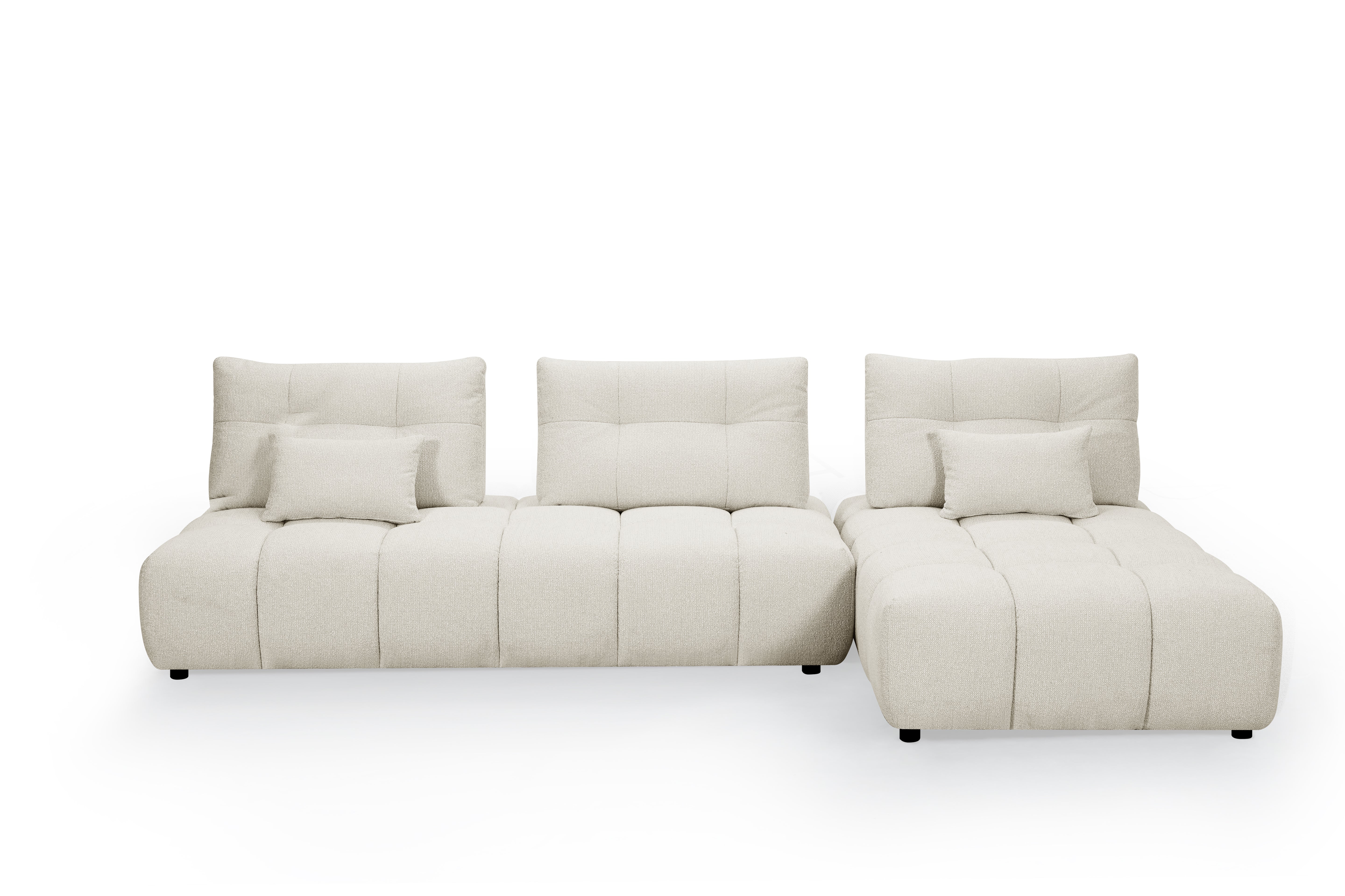ALANA beige strukturiertes, wendbares Ecksofa aus Samt